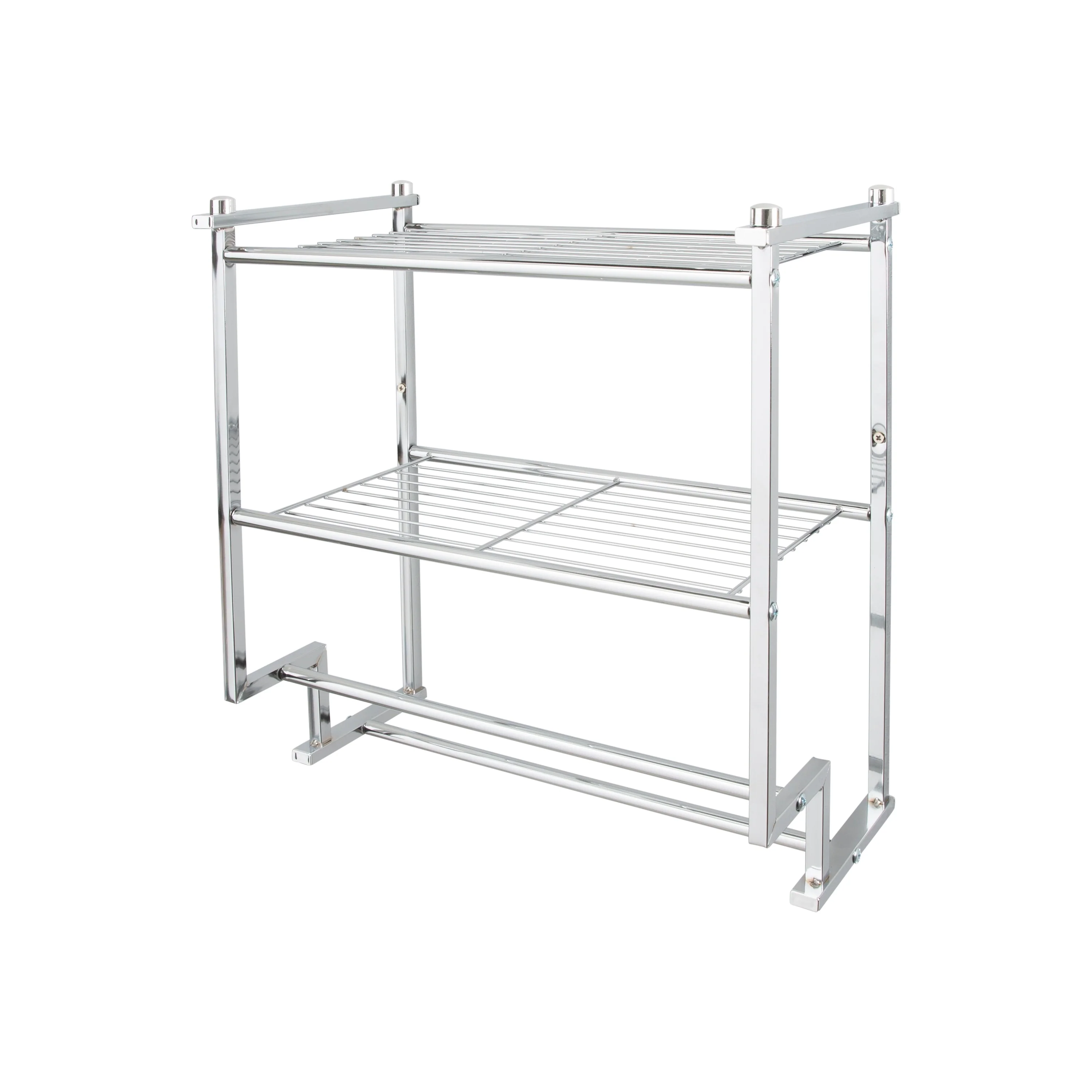 Organize It All 2 Tier Wall Mounted Shelf with Towel Rack - 17.6x9.6x18.2