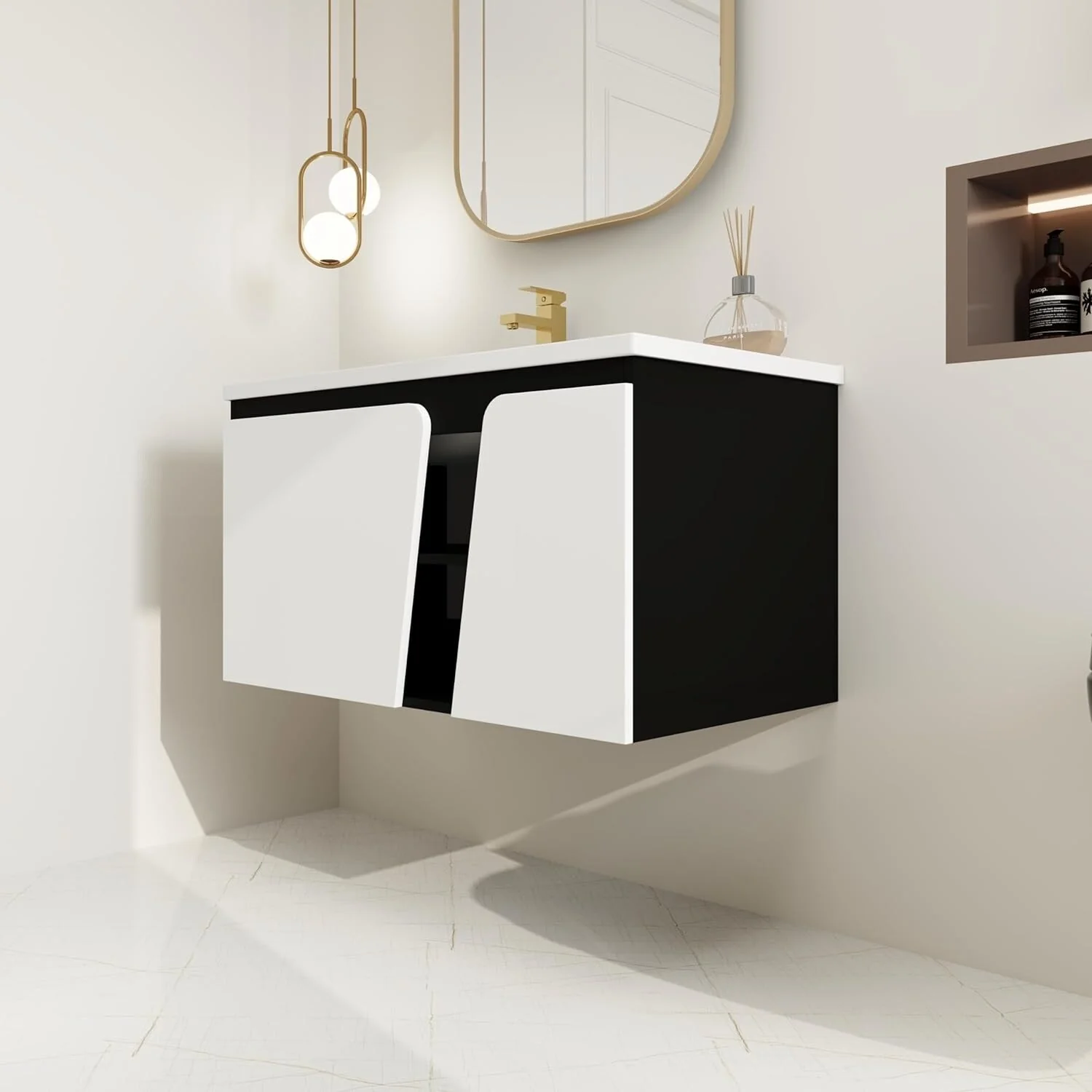 BNK 28/ 32/36/40 Inch Single Sink Bathroom Vanity with Soft Close Door, Modern Floating Vanity