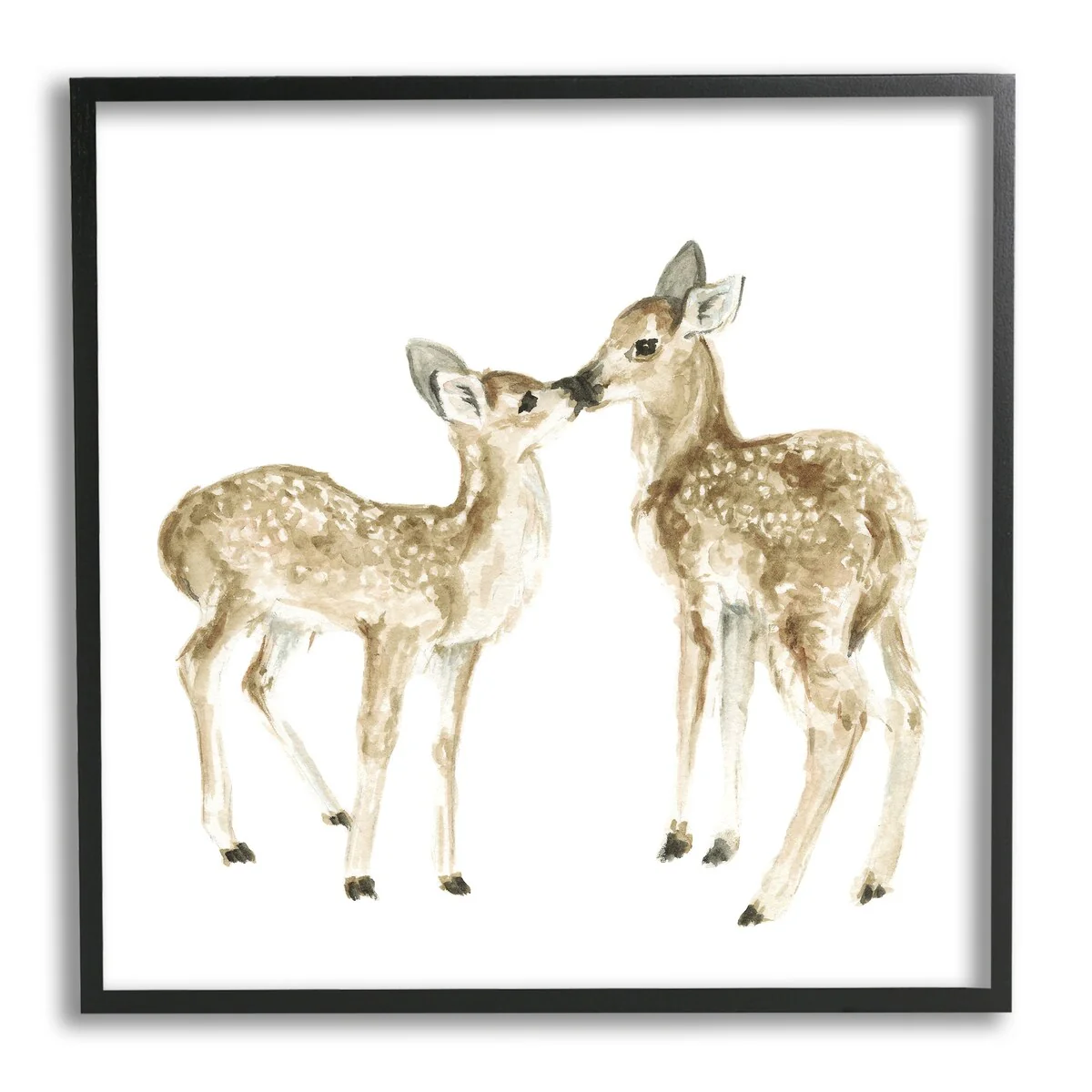 Stupell Baby Deer Fawn Watercolor Painting Kids' Nursery Animal Framed Wall Art - Brown