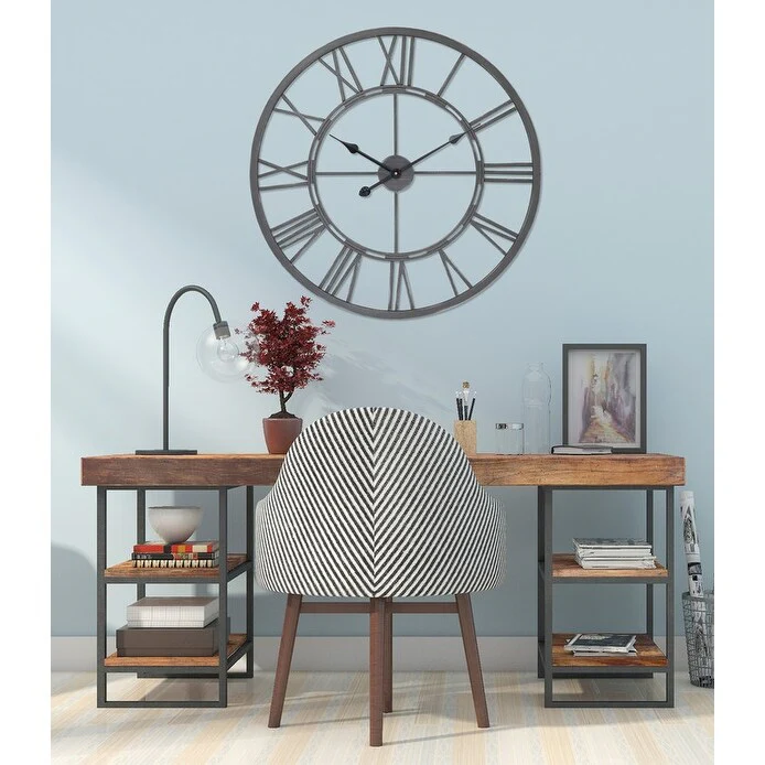 UTOPIA ALLEY Oversized Roman Round Wall Clock, Large Wall Clock, Big Clocks for Living Room Decor, 27 inch Diameter