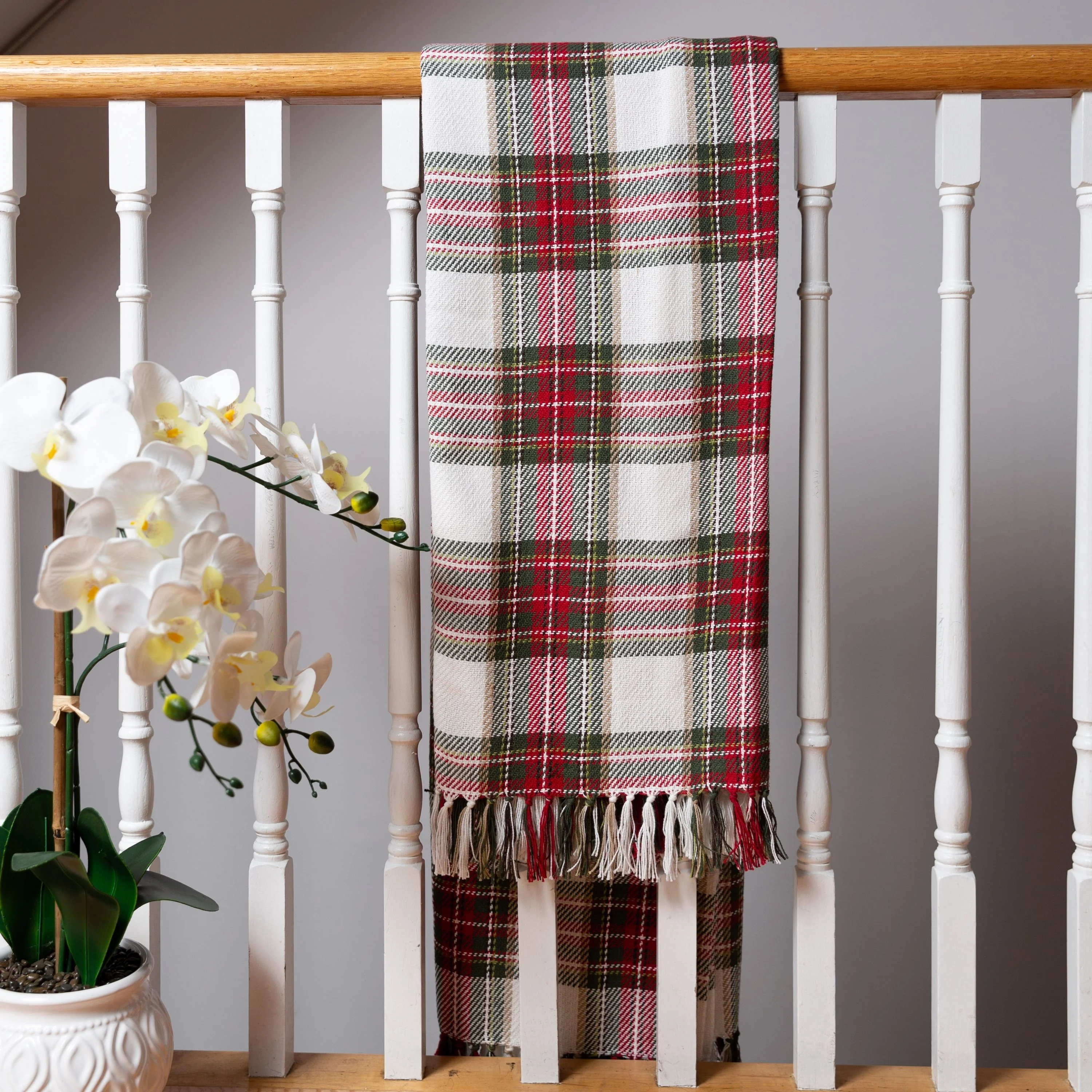 Fabstyles Celebration Plaid Cotton Throw Blanket