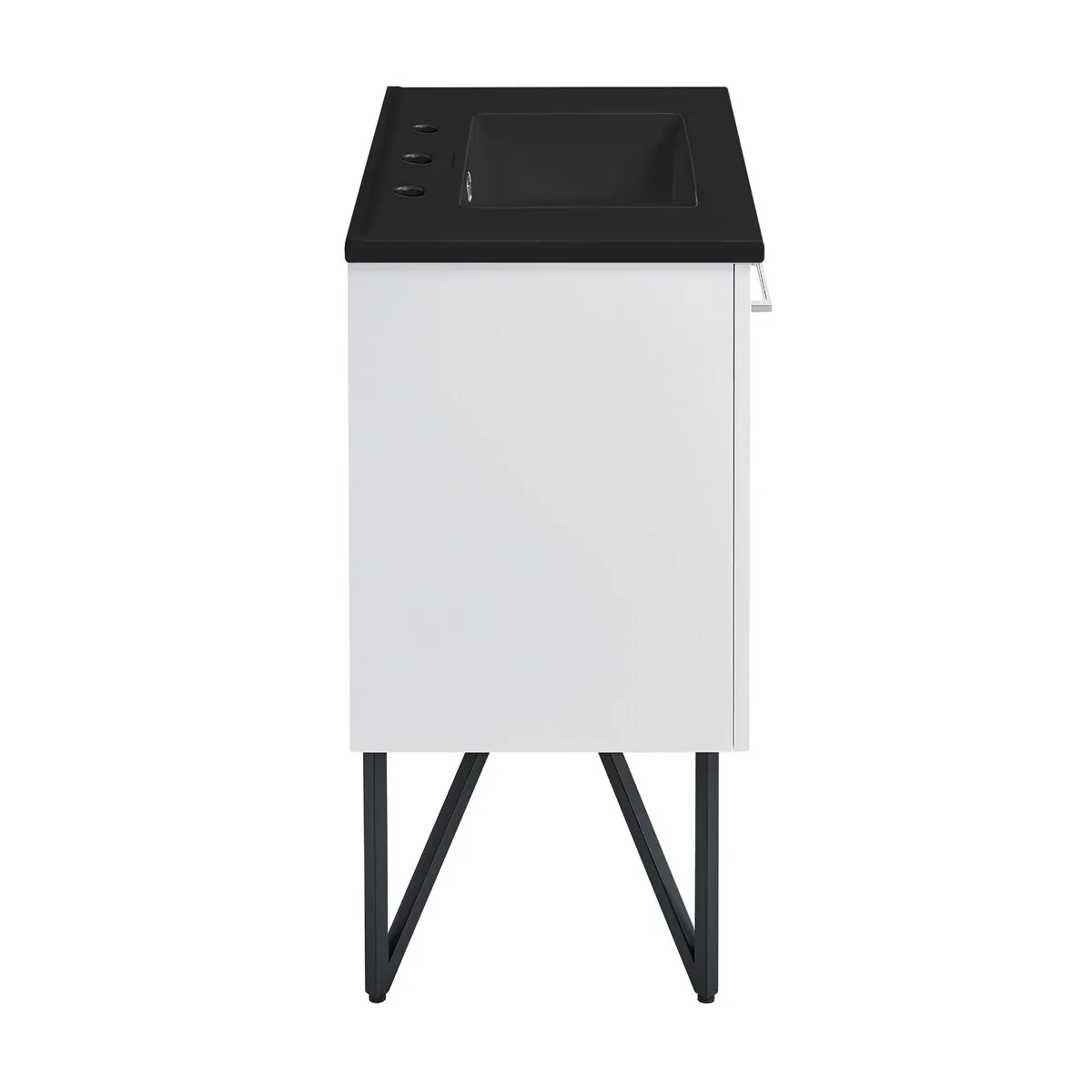 Annecy 36 In. White Bathroom Vanity With Black, 3-Hole Ceramic Sink Top