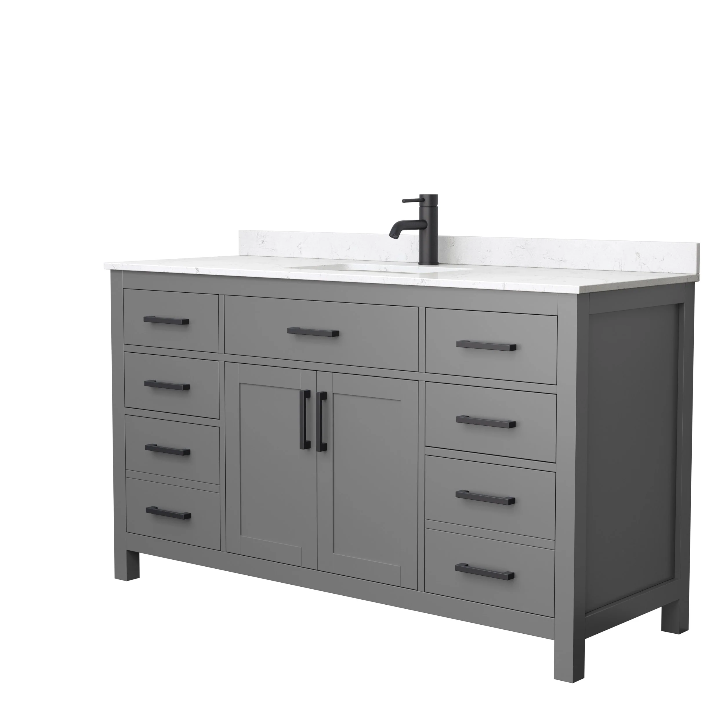 Beckett 60 Inch Single Vanity, Cultured Marble Top