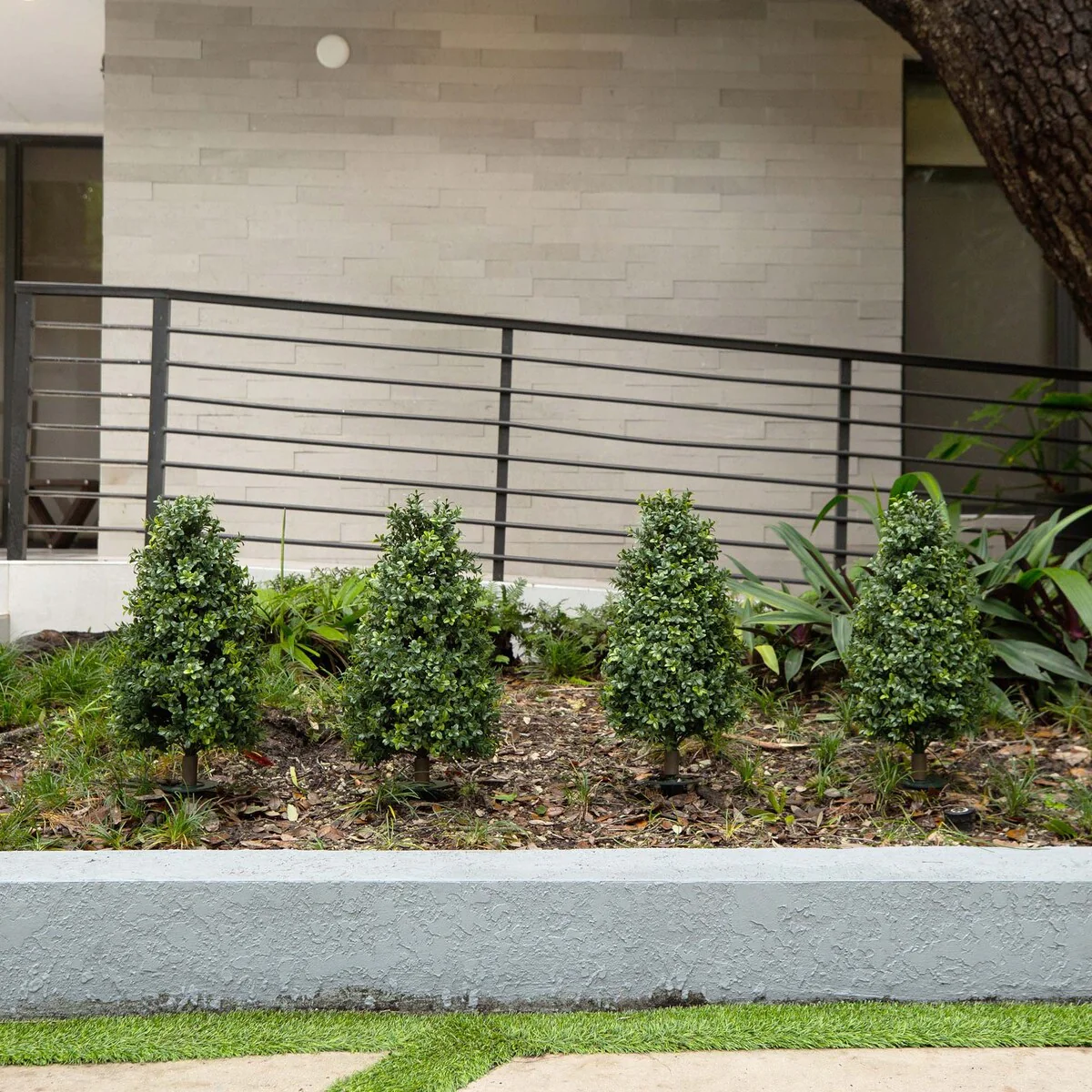 2.5' UV Resistant Artificial Boxwood Plant with Stake - Set of 2 - Green