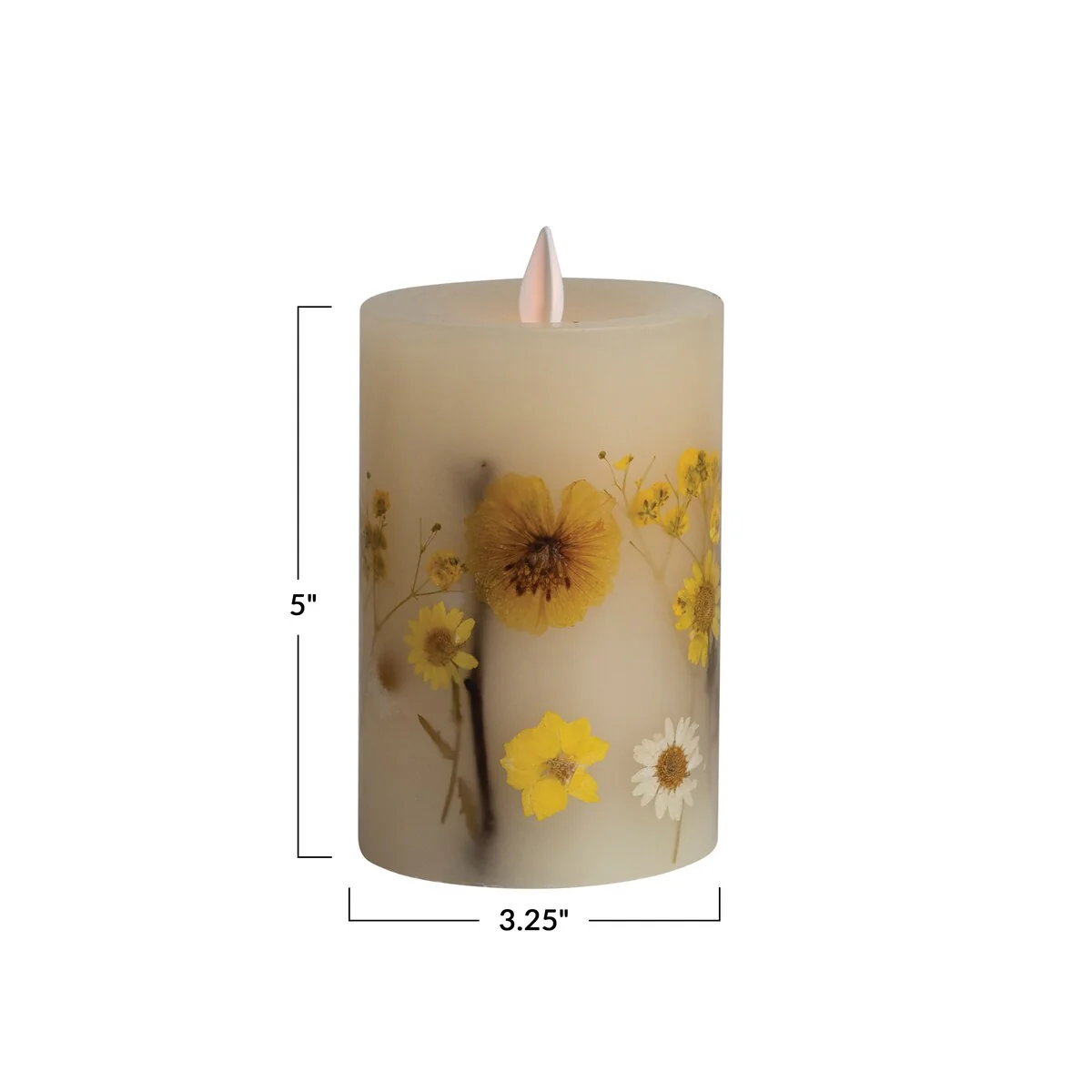 Pillar LED Candle with Daisy Inlay and Timer - 3.3