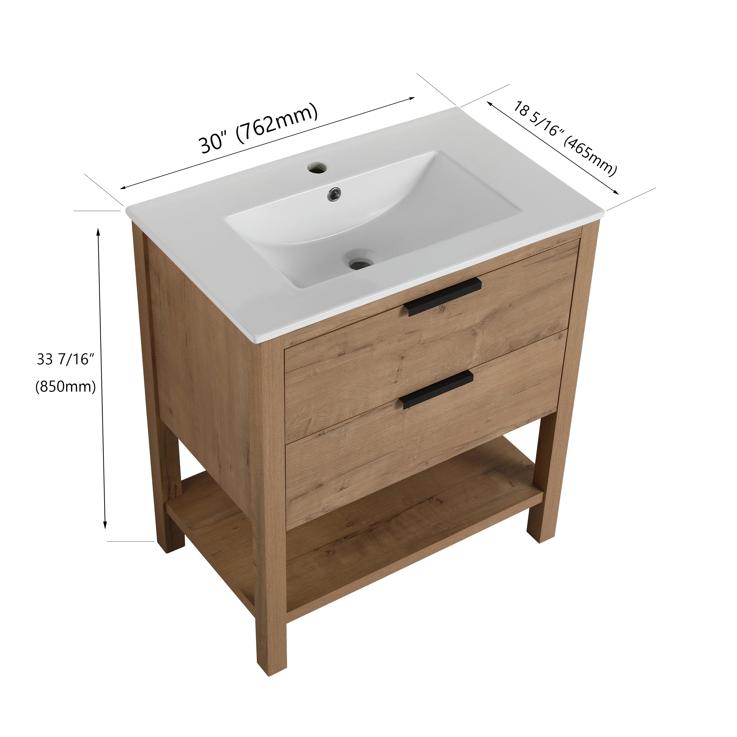 BNK 30/36 Inch Bathroom Vanity With Single Sink,Modern Bathroom Vanities With Soft Close Drawer And Shelf