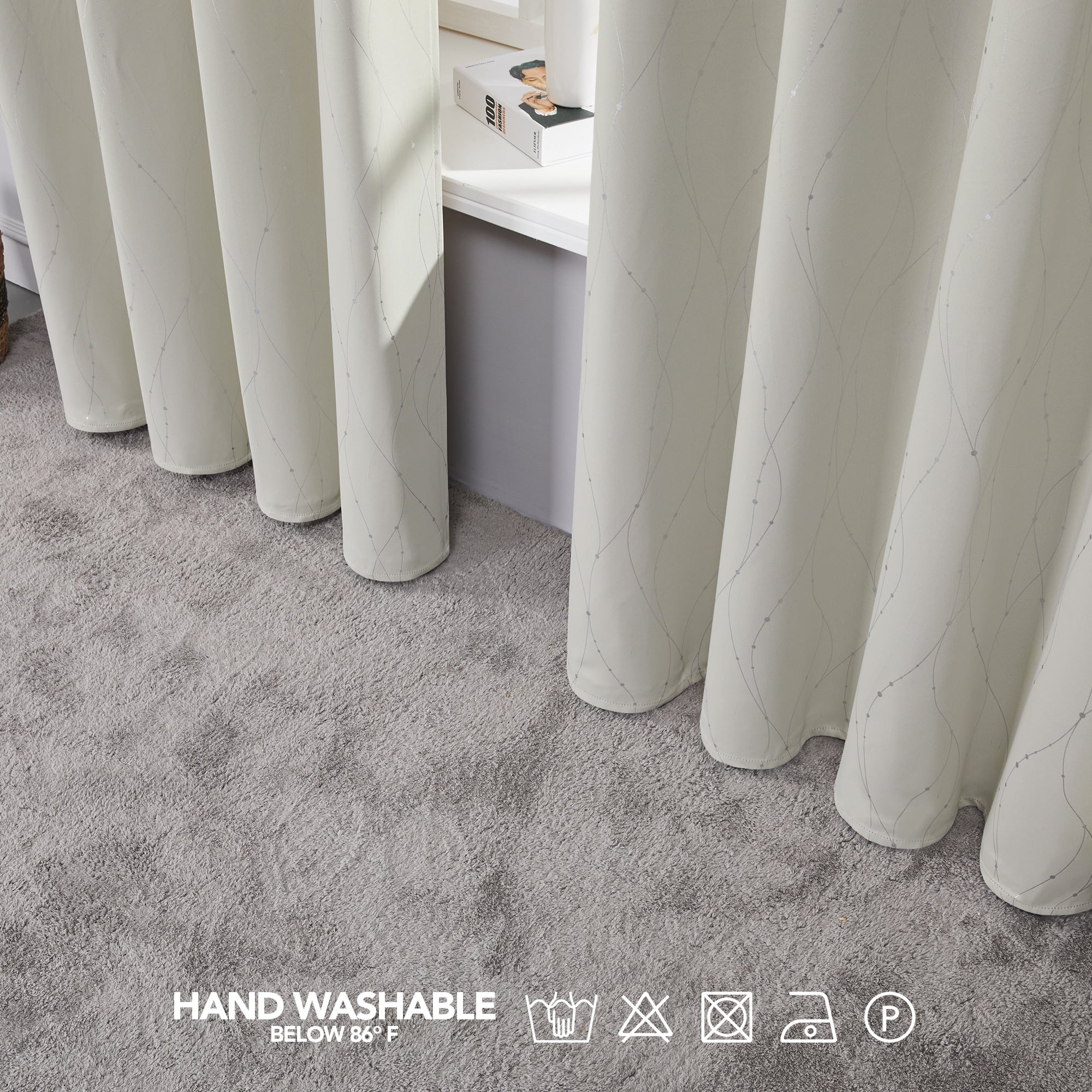 Deconovo Wave Line with Dots 52 Width Curtains Pair(2 Panel)