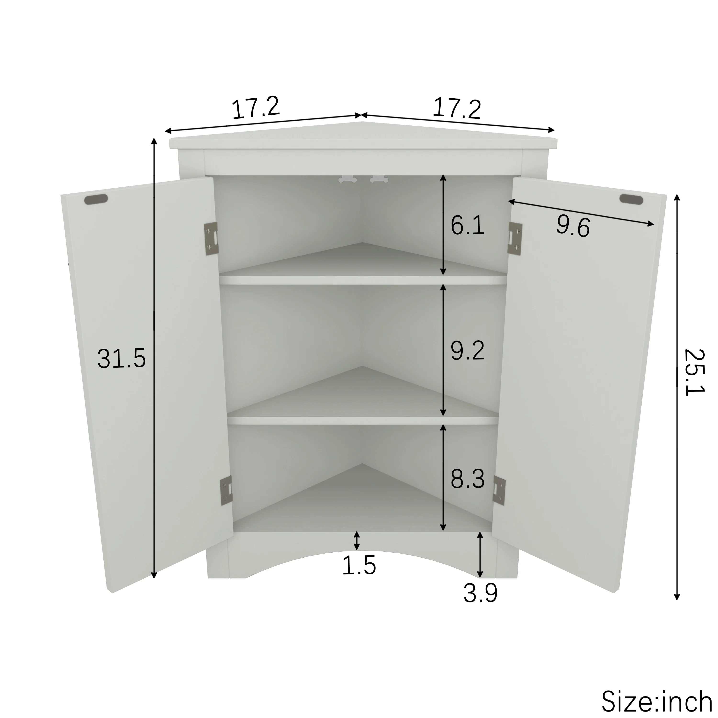 Triangle Bathroom Storage Cabinet with Adjustable Shelves