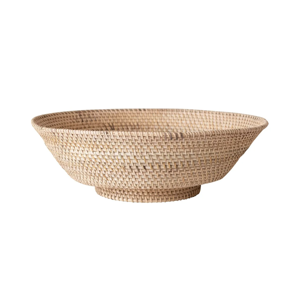 Hand-Woven Rattan Footed Bowl - 18.1