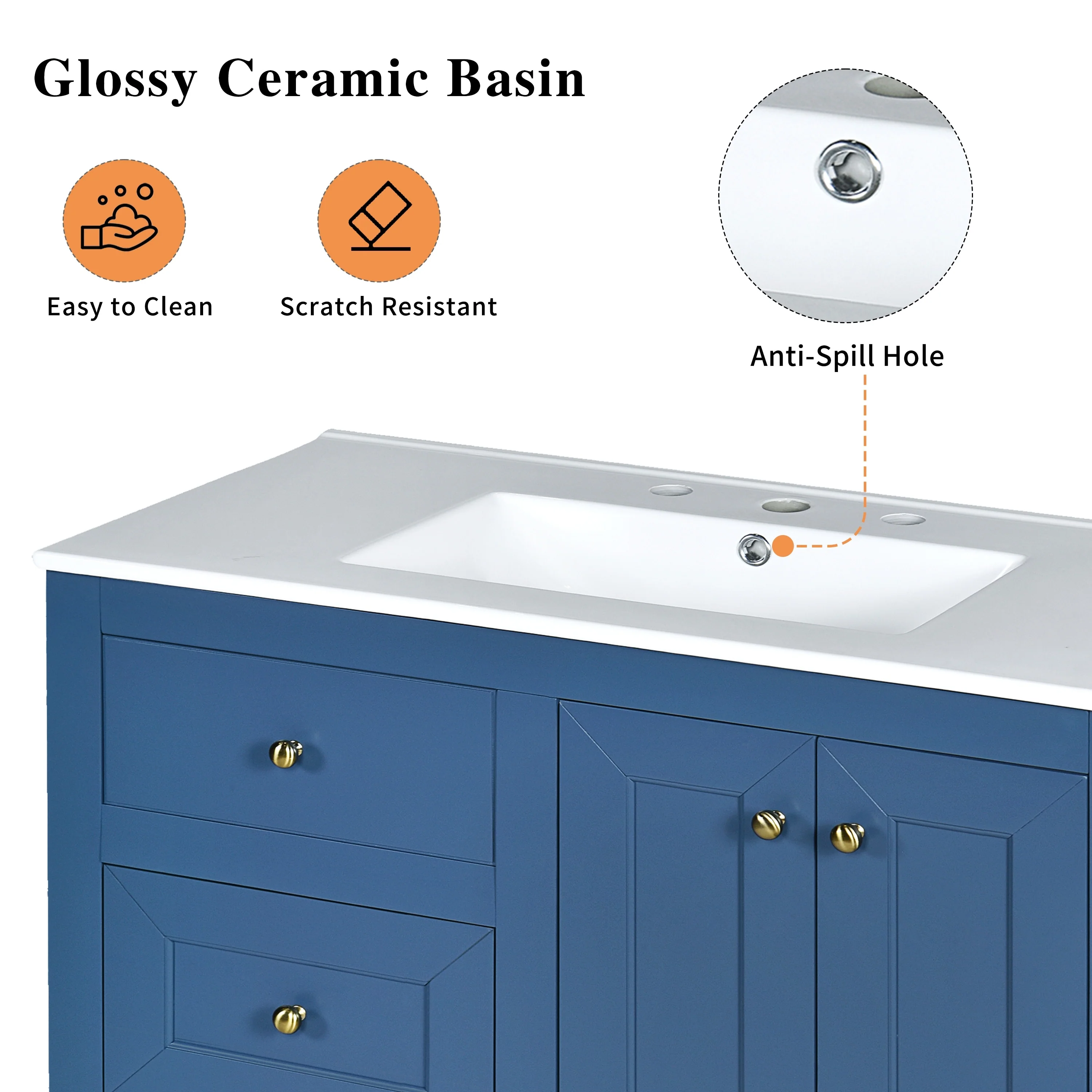 GDFStudio 36inch Bathroom Vanity with Ceramic Sink, Bathroom Storage Cabinet with 2 Drawers& Shelf