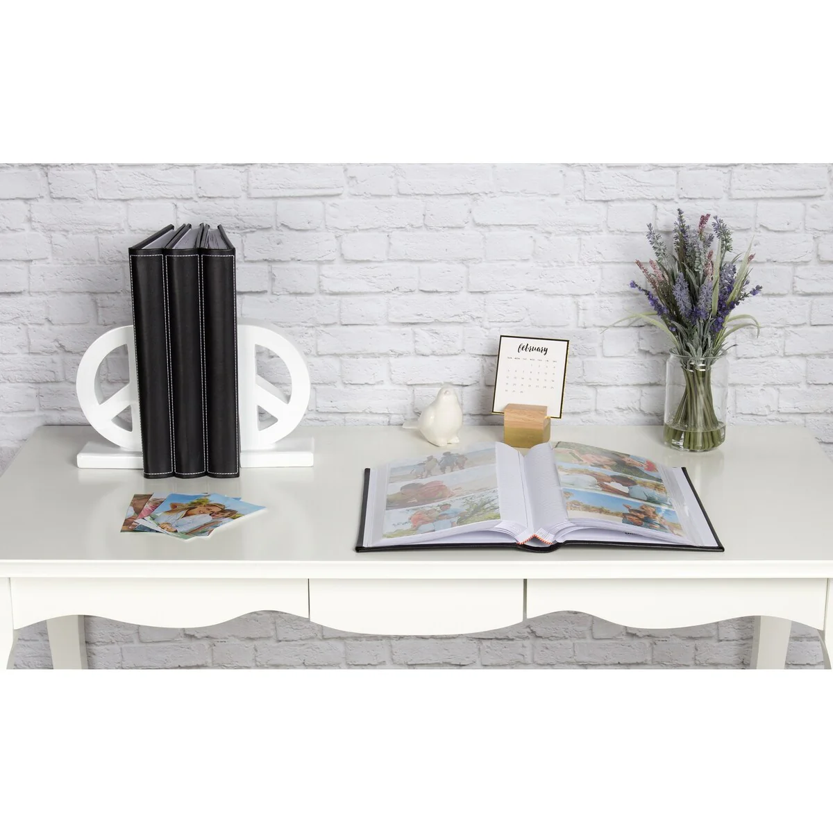 DesignOvation Debossed Black Faux Leather Photo Album (Pack of 4)