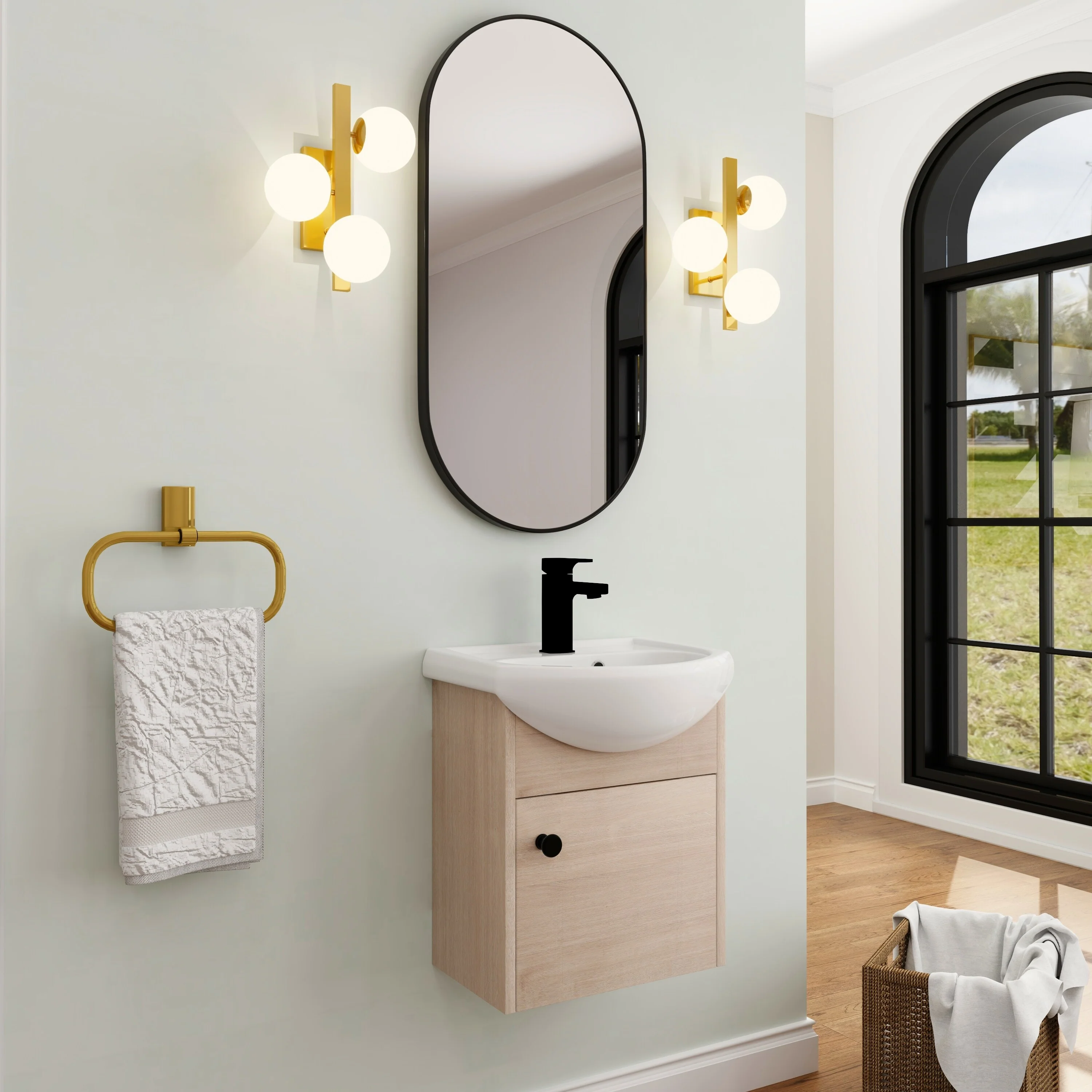 BNK 16/18/23 inch Freestanding/Floating Bathroom Vanity with Single Sink,Powder Room Vanity with Soft Close Door
