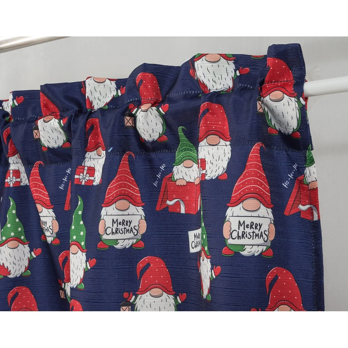 Christmas Holiday Gnomes Kitchen Curtain