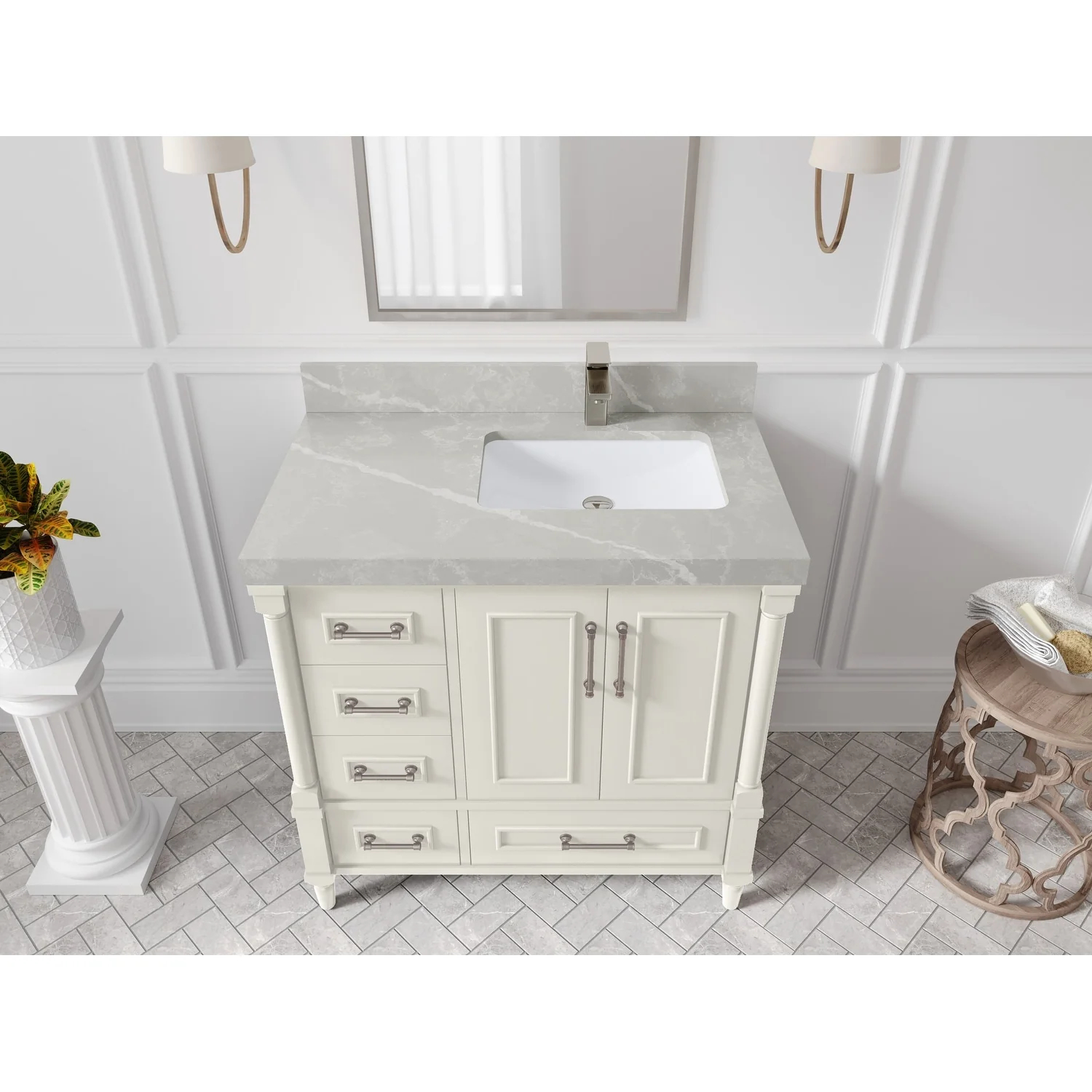 Willow Collections 36 in. W x 22 in. D Aberdeen Right Offset Sink Bathroom Vanity with Countertop