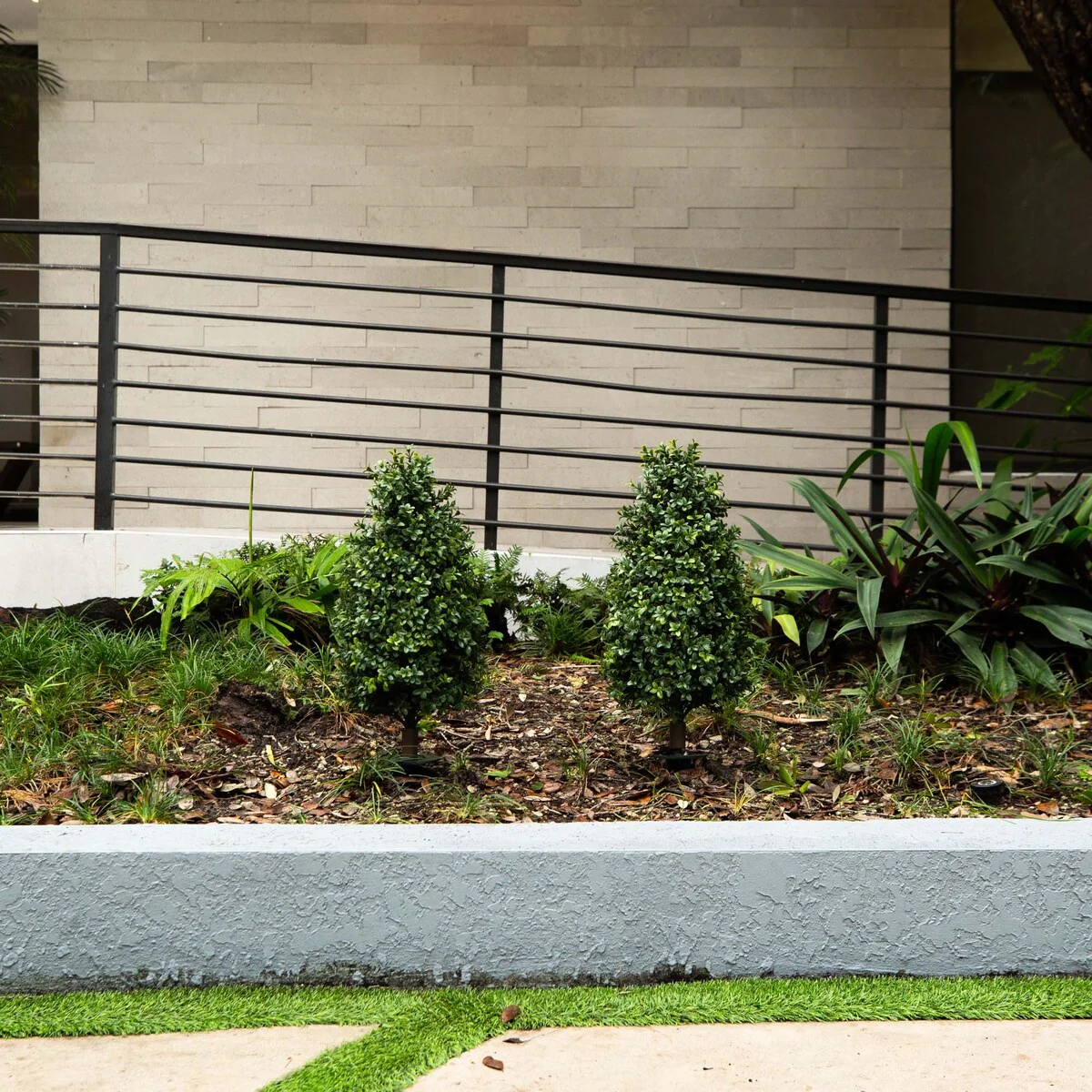 2.5' UV Resistant Artificial Boxwood Plant with Stake - Set of 2 - Green