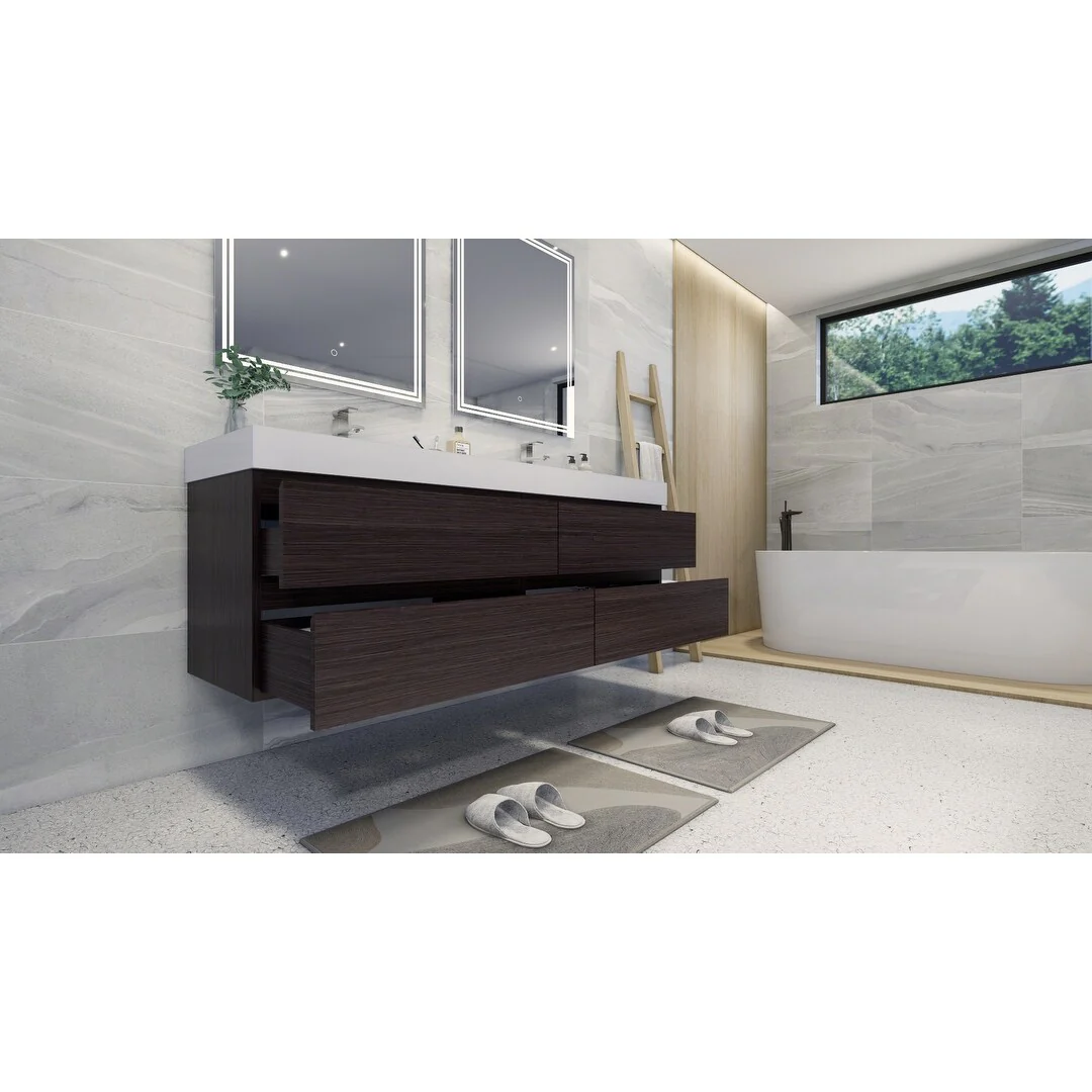 Baillie 72'' Wall-Mounted Vanity with Double Reinforced Acrylic Sink