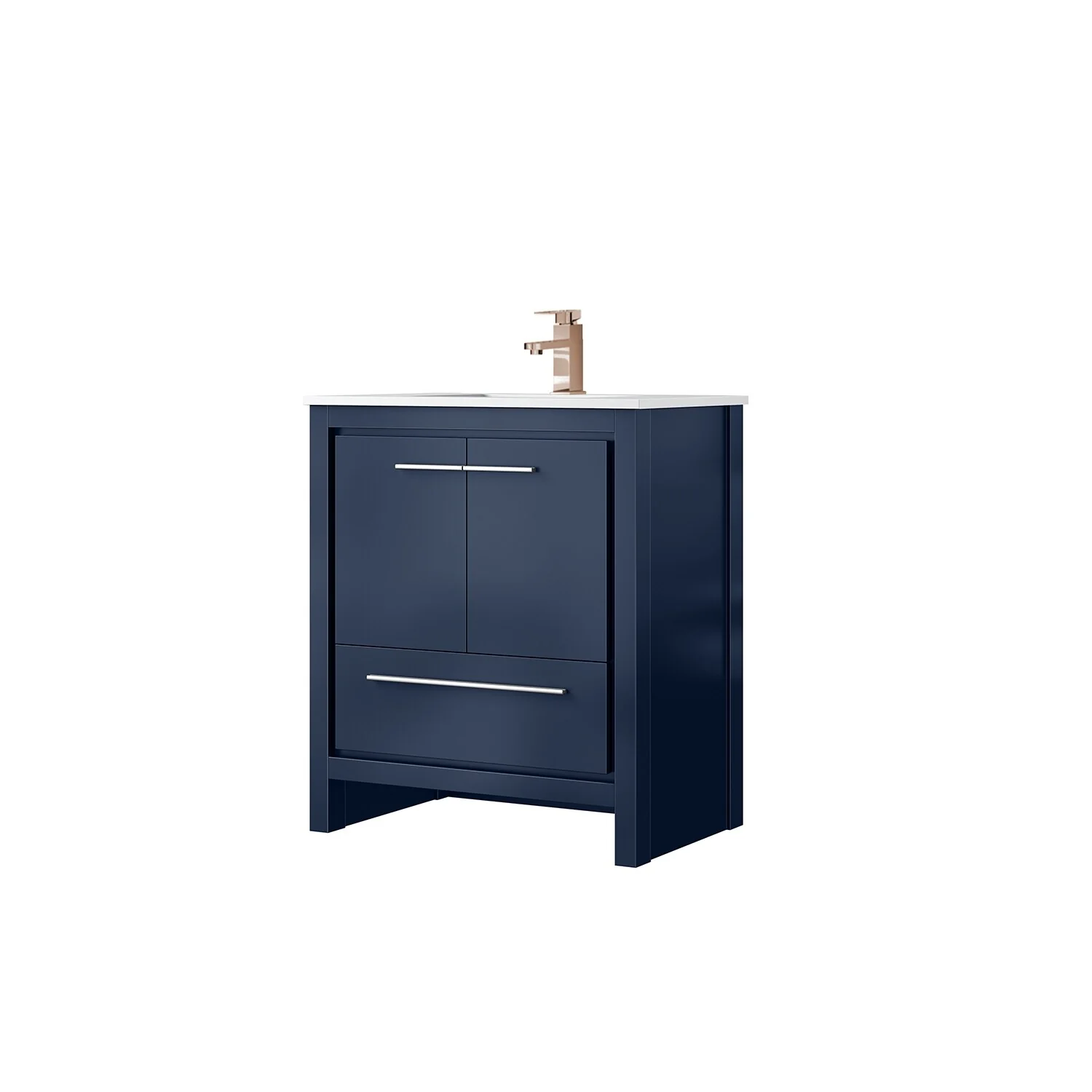 Lafarre Bath Vanity Cultured Marble Top, Sink and Rose Gold Faucet