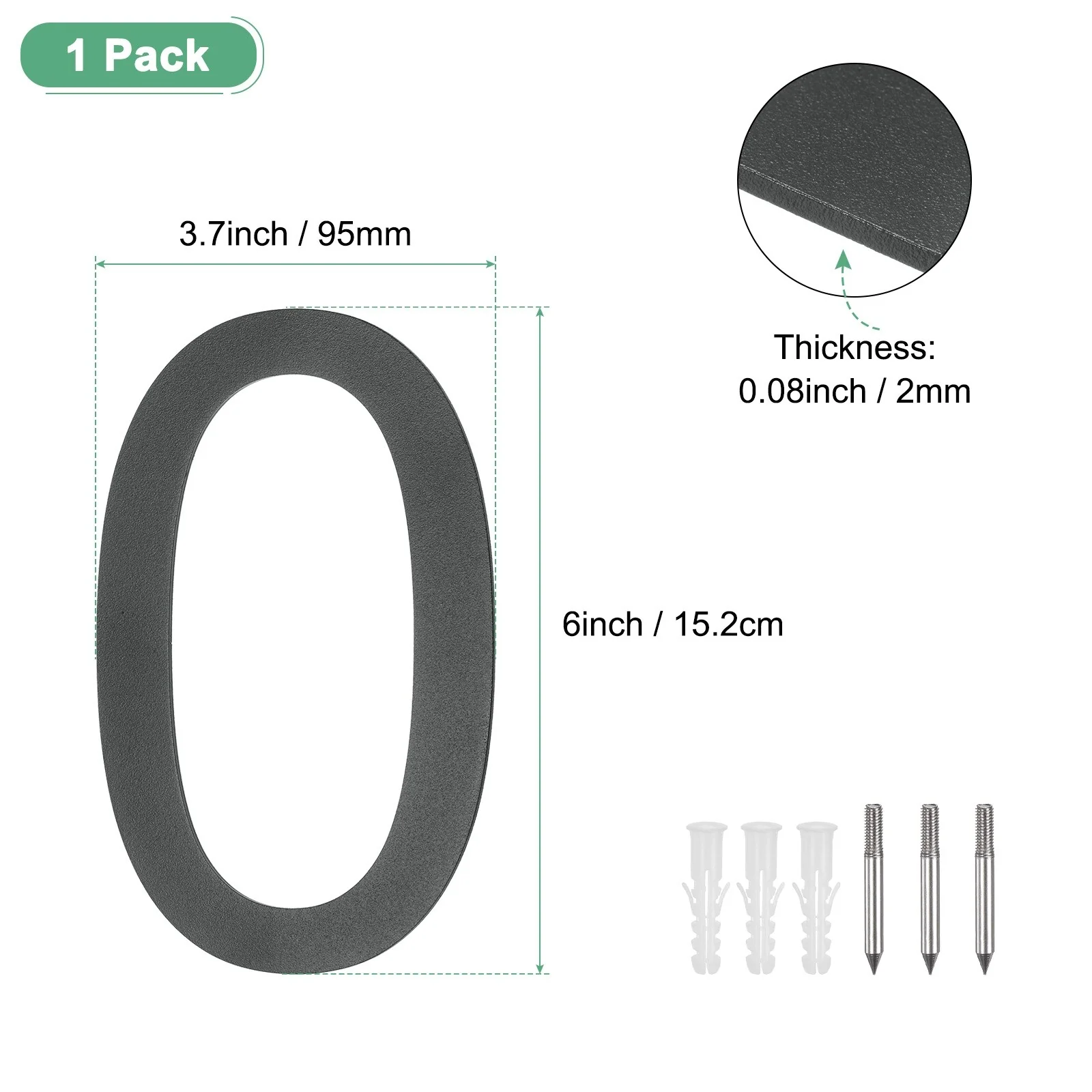 6 Inch Floating House Numbers, Modern House with Nail Kit Black