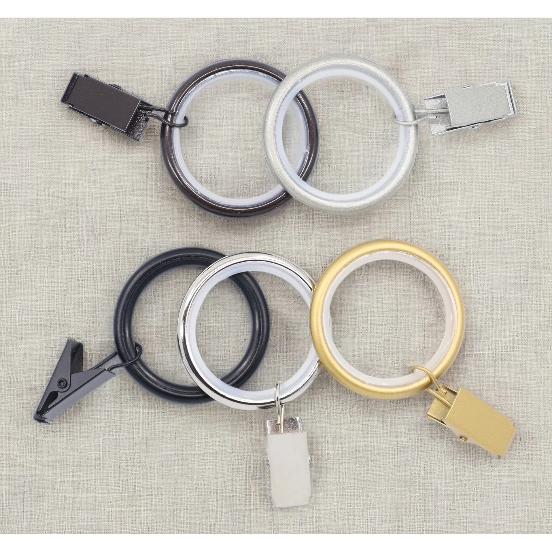 Meriville Drapery Curtain Rings with Clip - 1.5-Inch Inner Diameter with insert