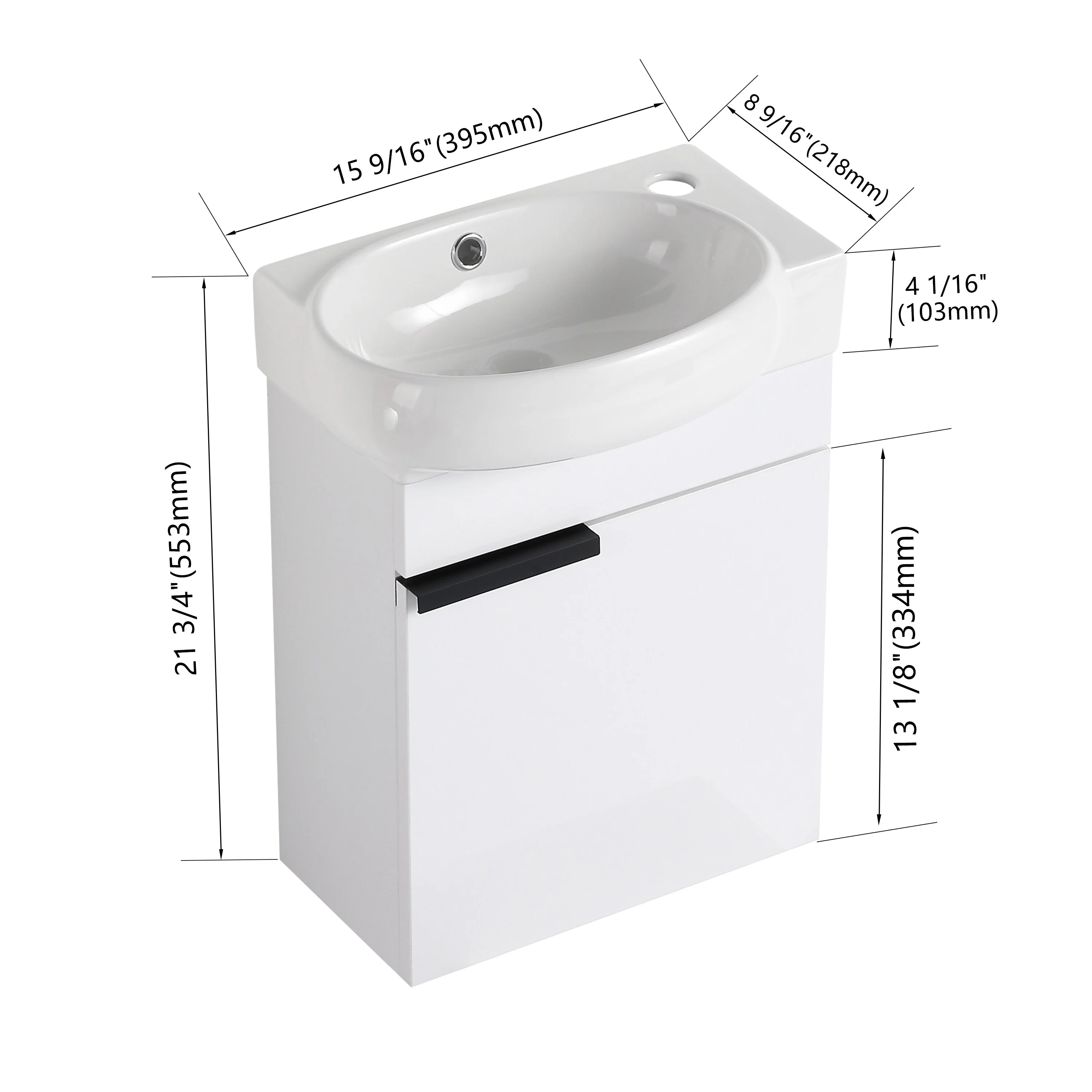 BNK 16/18/23 inch Freestanding/Floating Bathroom Vanity with Single Sink,Powder Room Vanity with Soft Close Door
