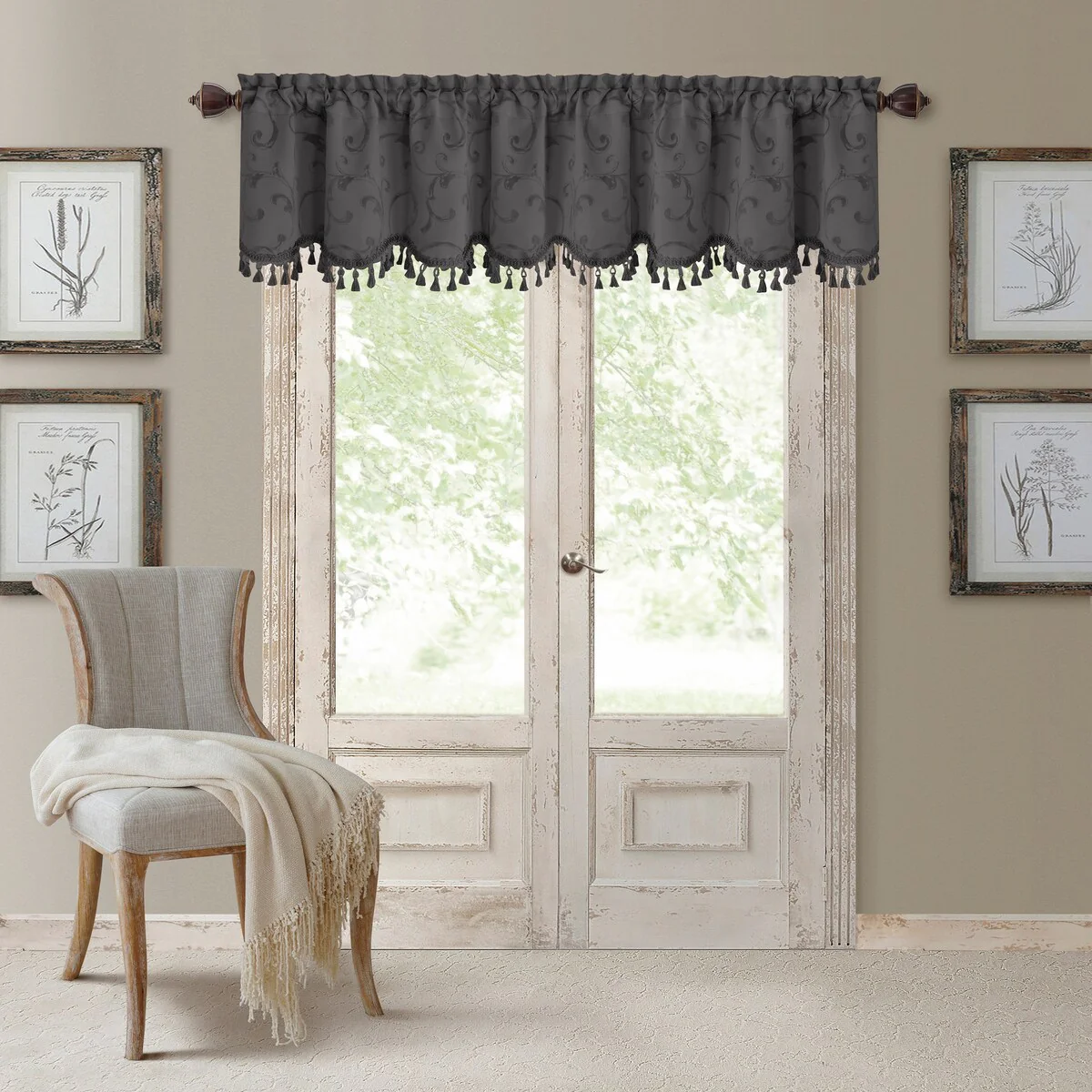 Elrene Mia Jacquard Blackout Scallop Window Valance - 52
