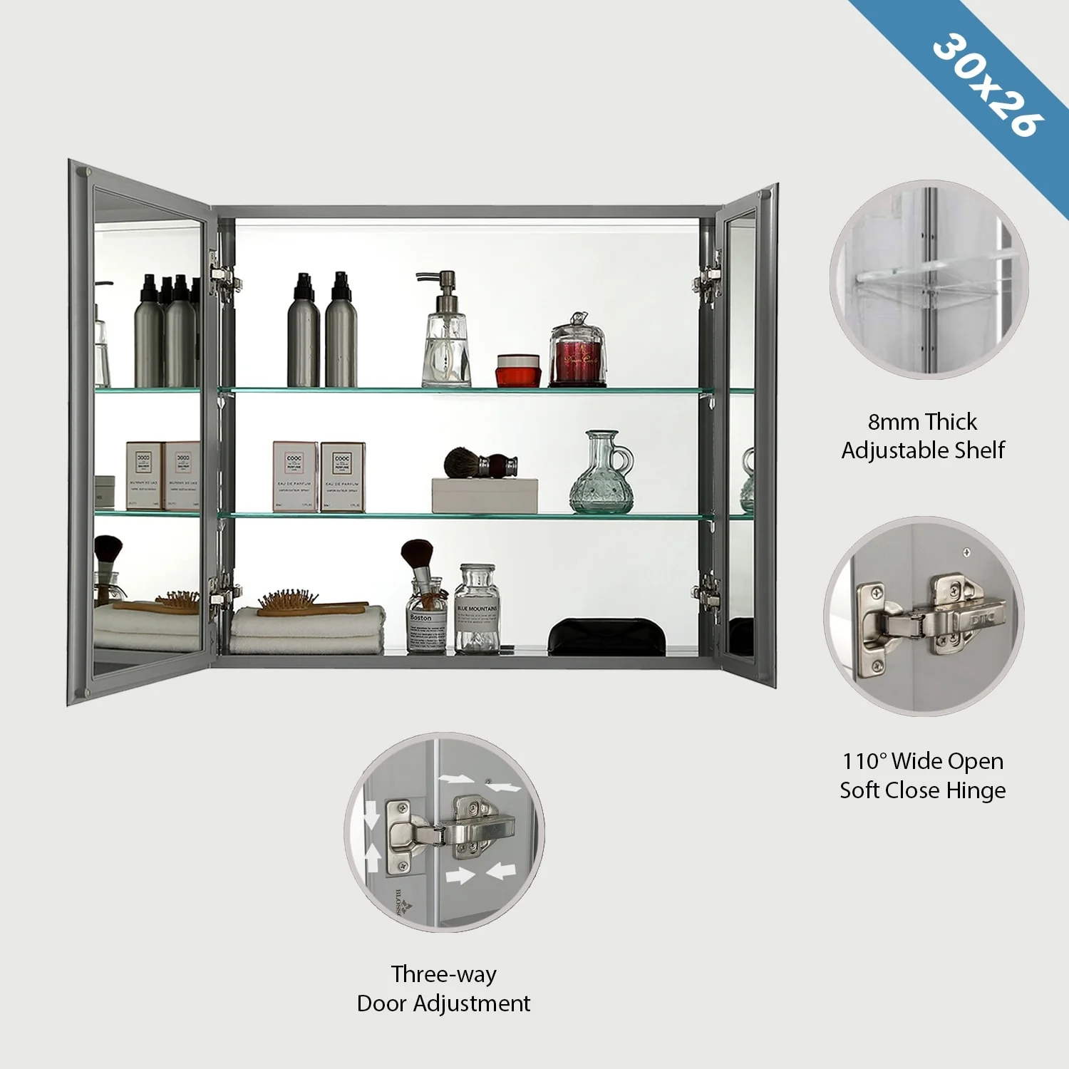 Frameless Aluminum Bathroom Mirror Medicine Cabinet