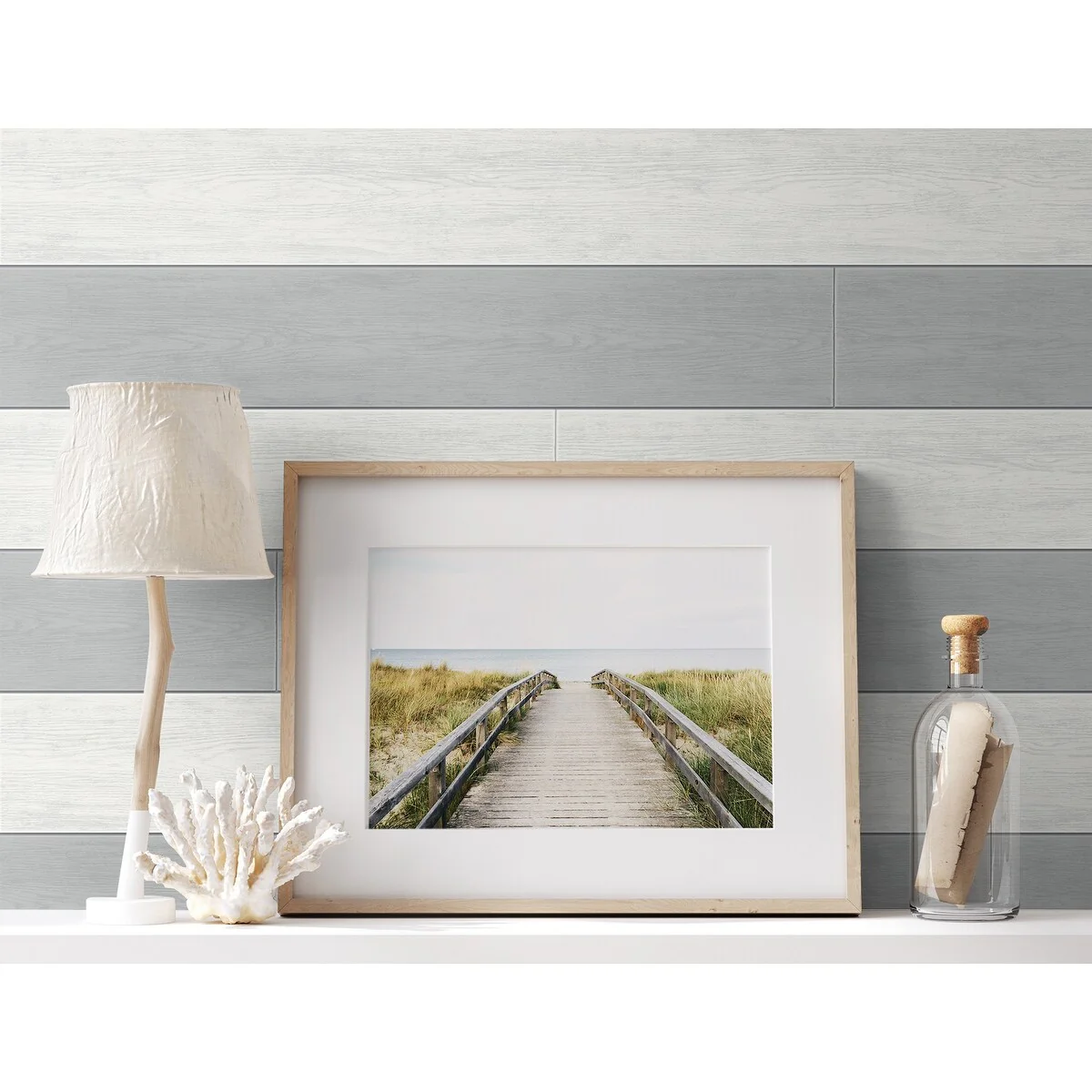 NextWall Two Toned Shiplap Peel and Stick Wallpaper
