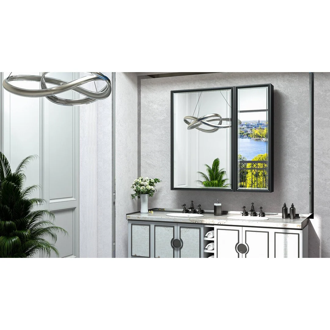 TokeShimi Medicine Cabinets for Bathroom with Mirror, Beveled Framed