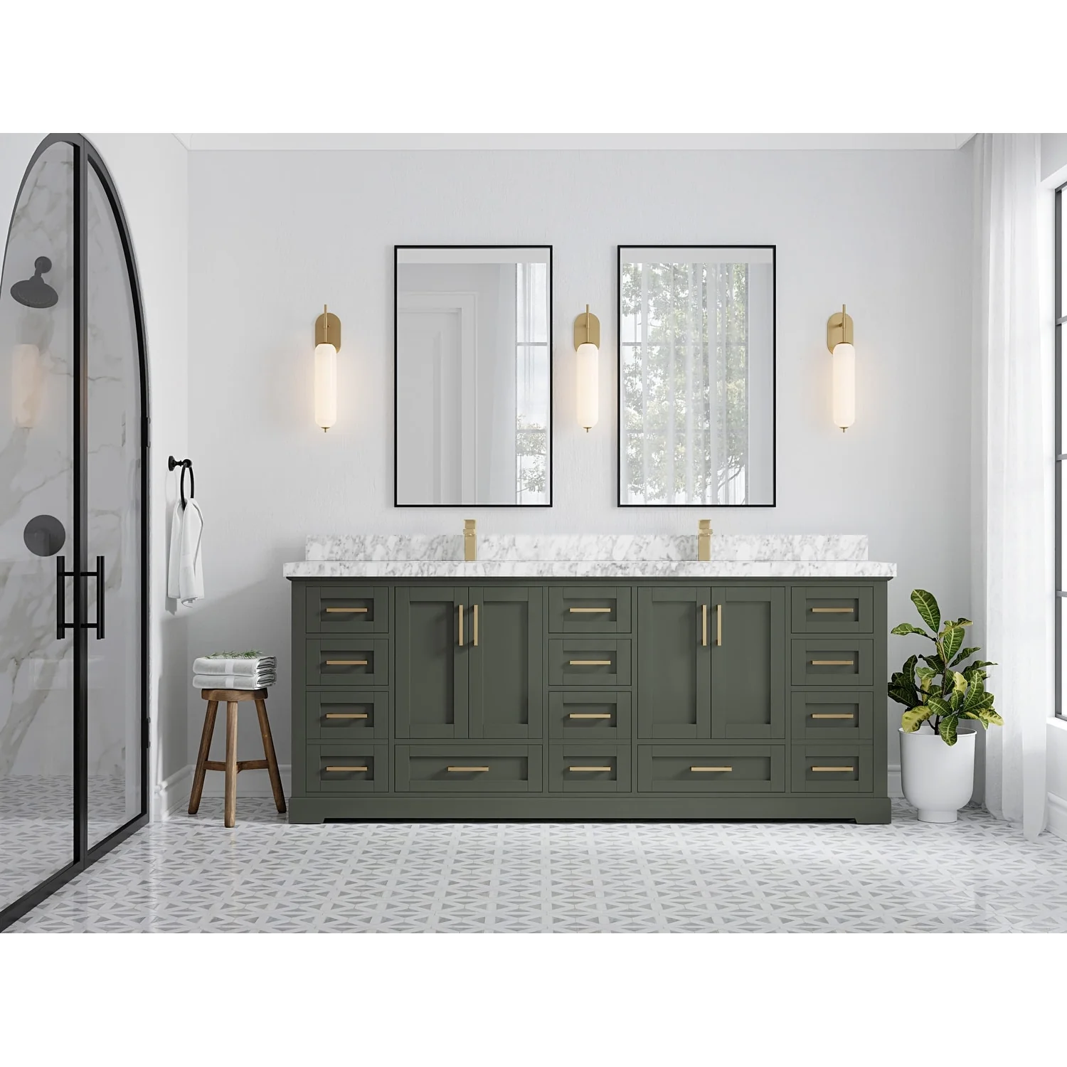 Willow Collection 84 in W x 22 in D x 36 in H Boston Double Bowl Sink Bathroom Vanity with Countertop