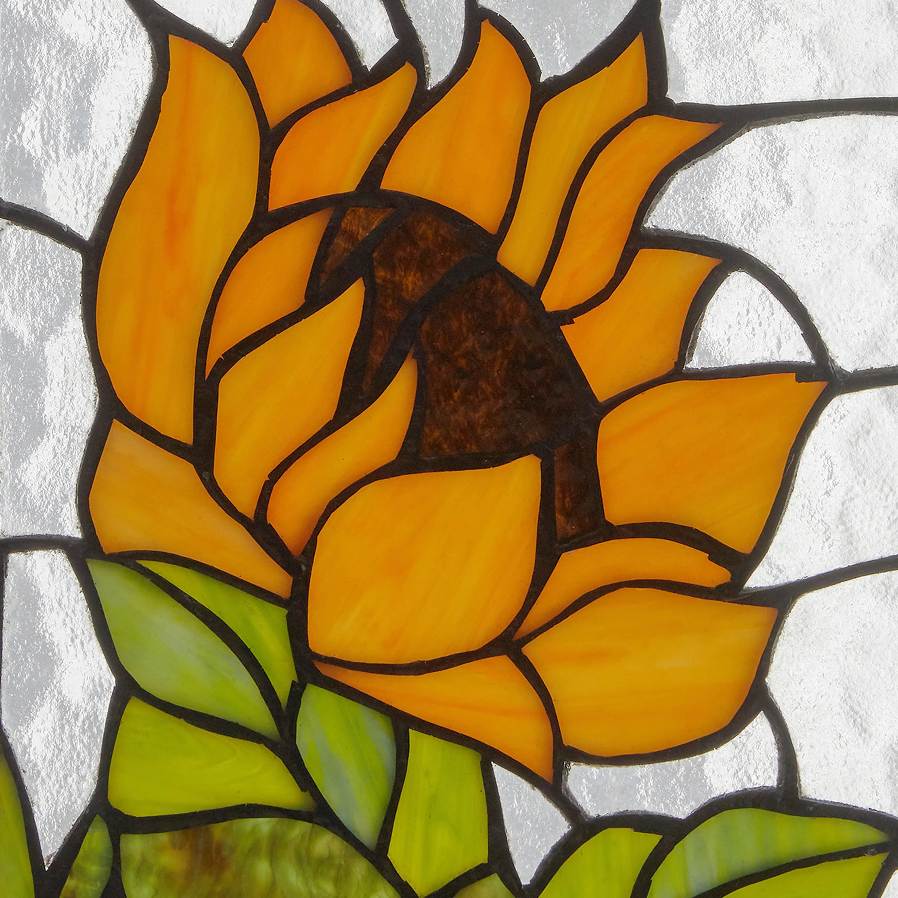 Single Sunflower River of Goods Stained Glass Vertical Window Panel