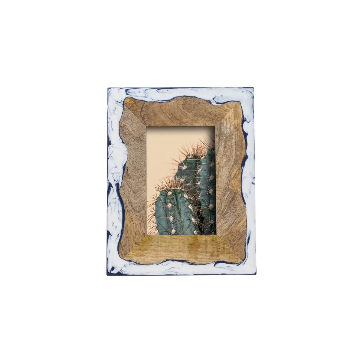 Foreside Home & Garden 4 x 6 inch Decorative Wood and Marbled Resin Picture Frame