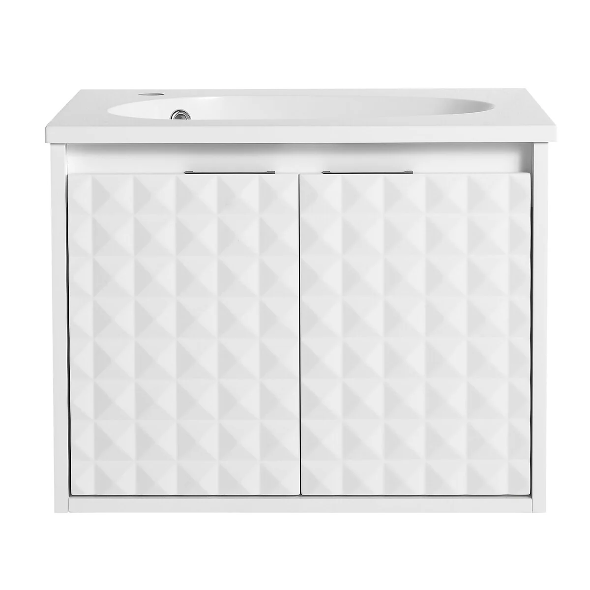 24/ 48 inch Wall Mounted Bathroom Vanity Set in White with Integrated Resin Sink