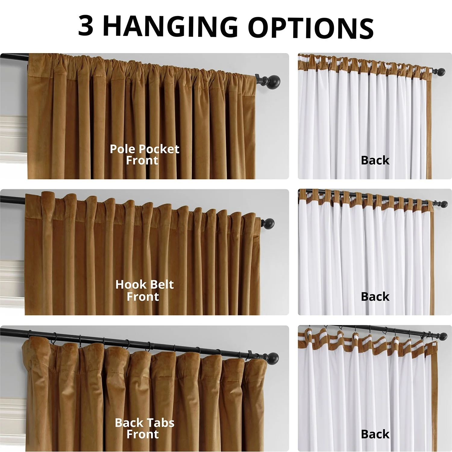 Exclusive Fabrics Signature Extra Wide Amber Gold Velvet Blackout Curtain (1 Panel) - Luxurious Blackout Drapery