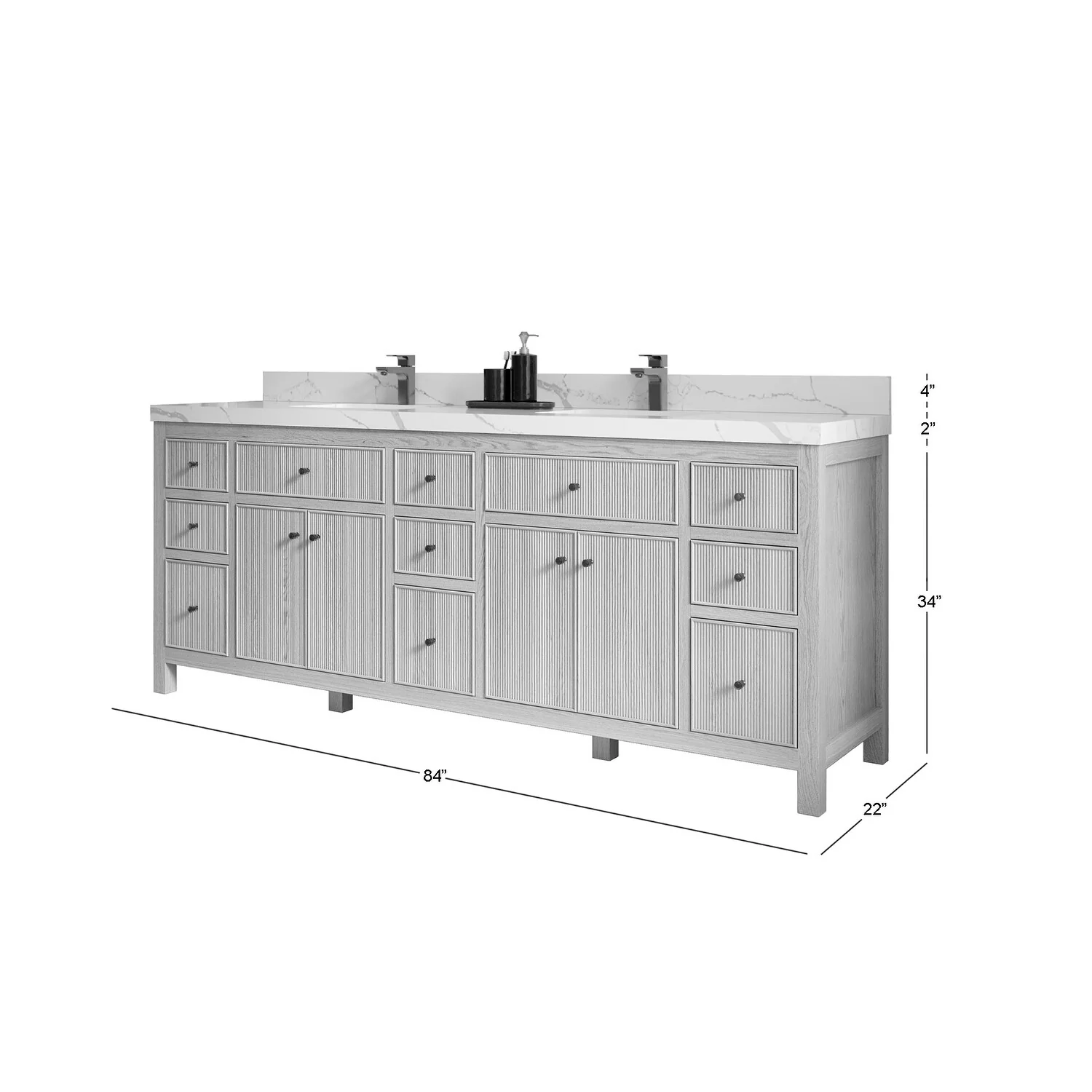 Willow Collections 84 x 22 Sonoma White Oak Double Sink Bathroom Vanity with Countertop