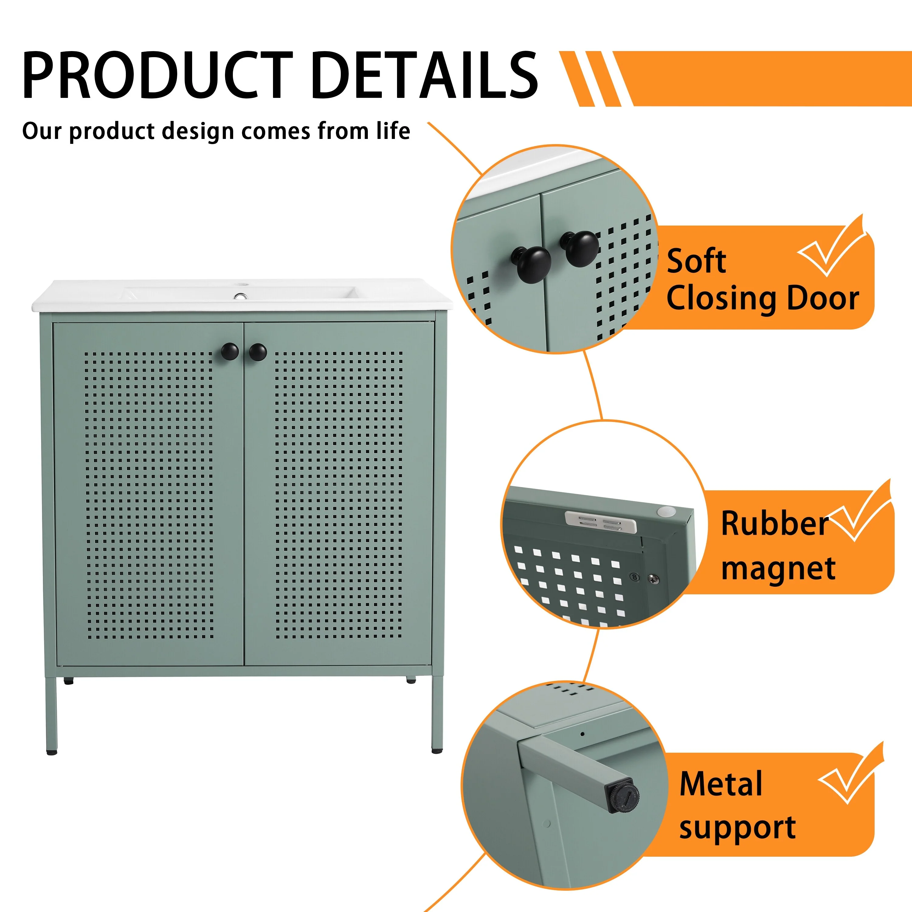 Bathroom Vanity With Sink In 30 Inch, Freestanding Bathroom Vanity With Soft Close Door