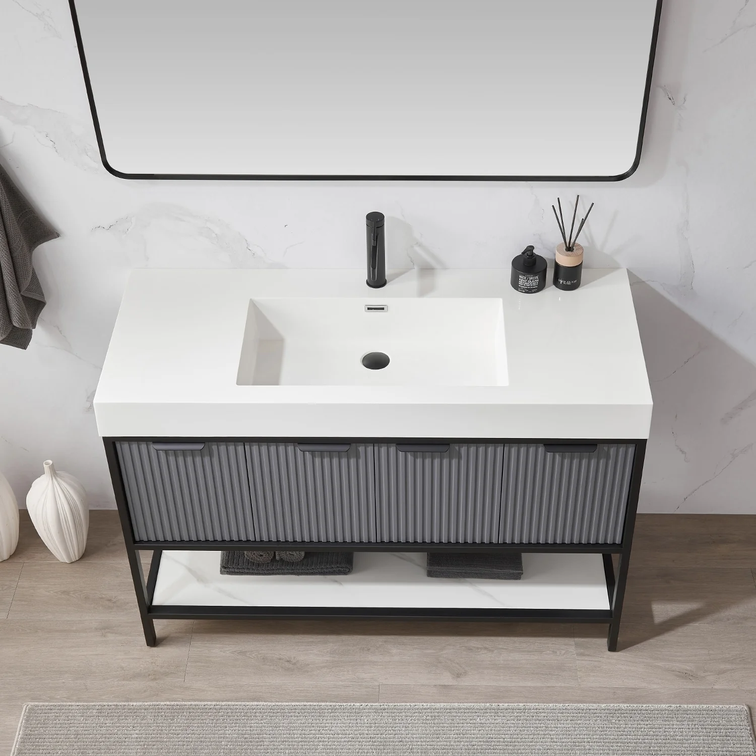 Marcilla 48 in. Single Sink Bath Vanity with Stone Sink Top