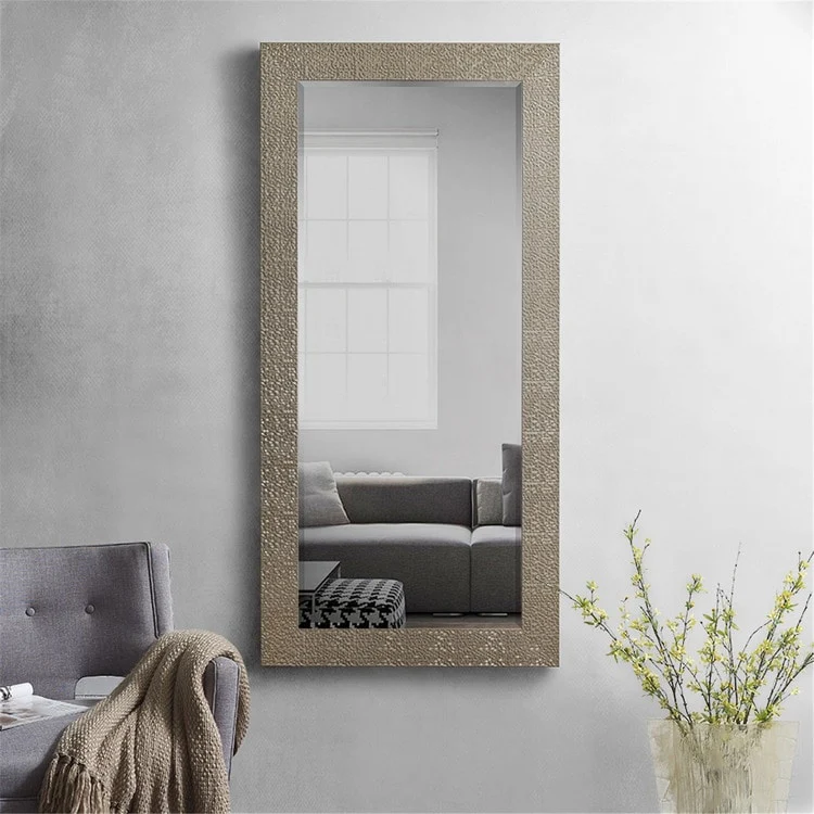 Mosaic Frame Full Length Mirror - 65.5 x 31.5 Inches, Free Standing or Wall Mounted for Living Room - Champagne