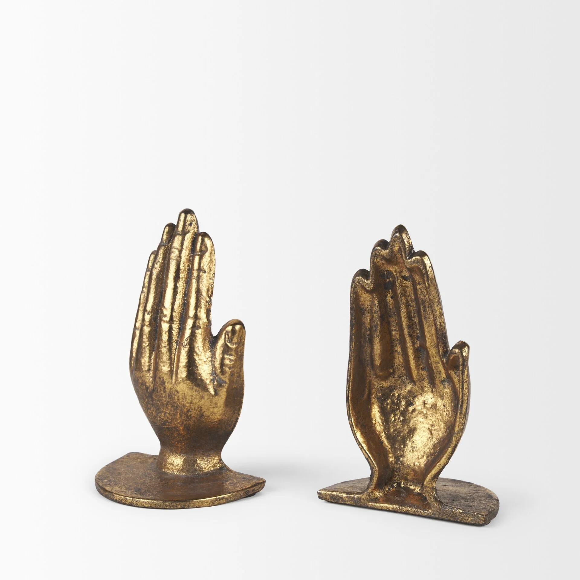 Praying Hands Gold Cast Iron Book Ends - 5.9L x 4.7W x 7.2H