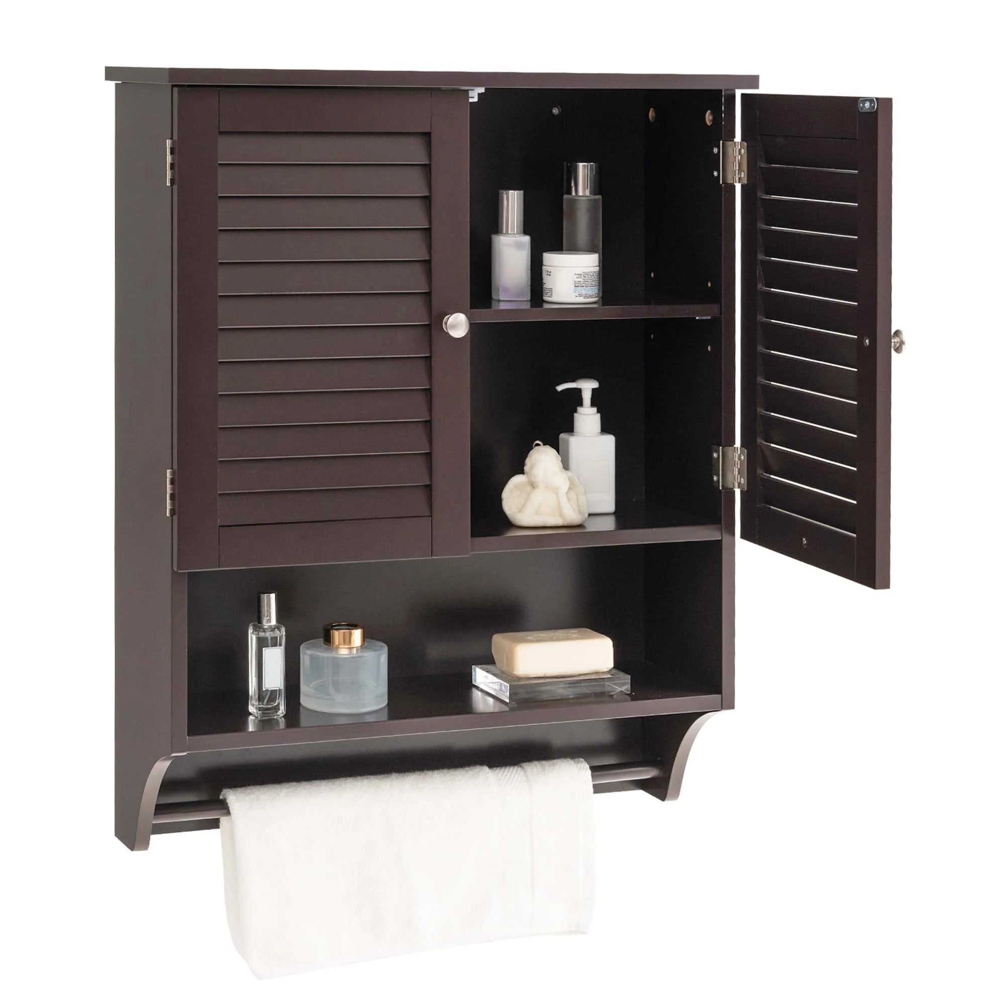 Costway Bathroom Wall Mounted Medicine Cabinet with Louvered Doors & - See Details