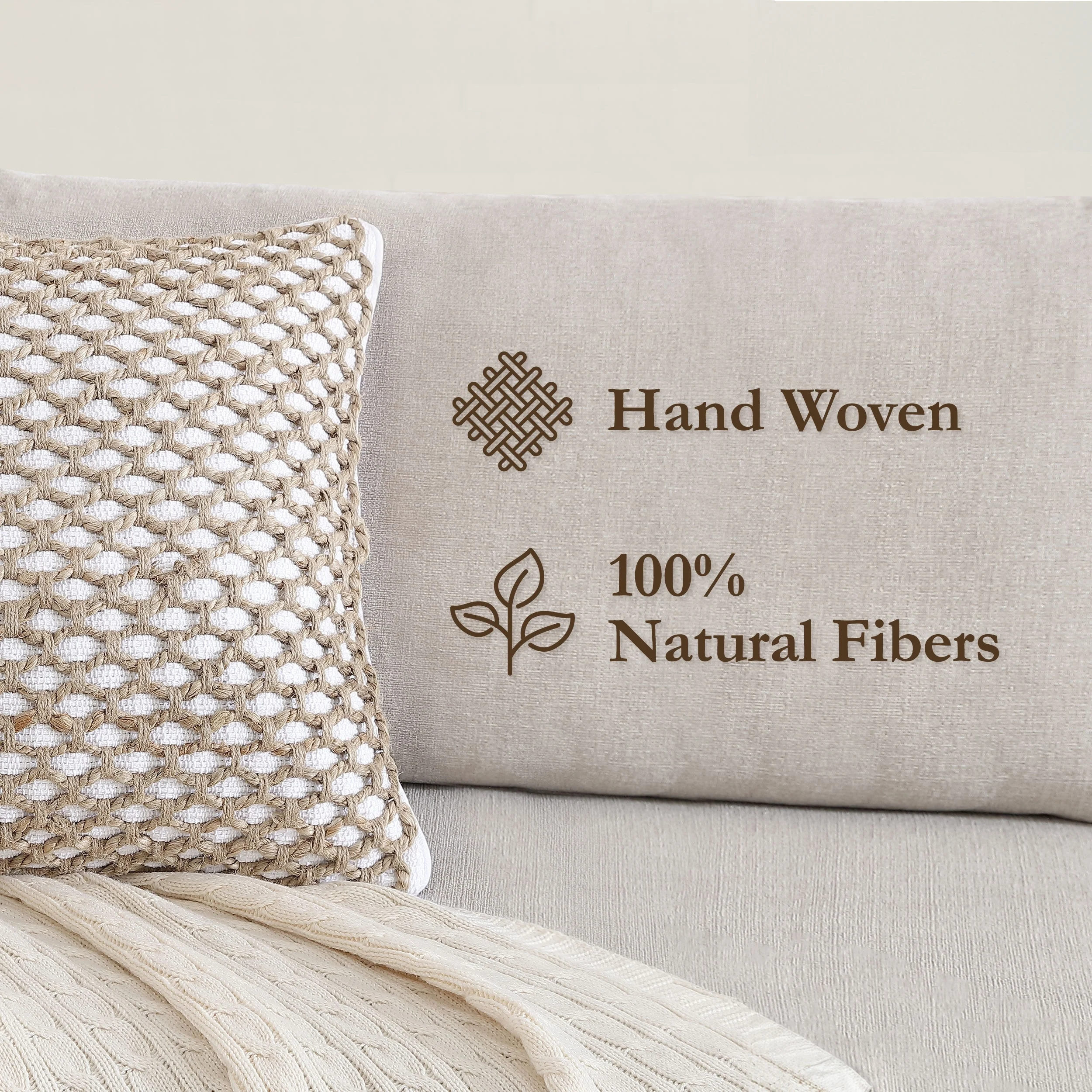 Boho Living Jada Braided Cotton/Jute Throw Pillow Covers