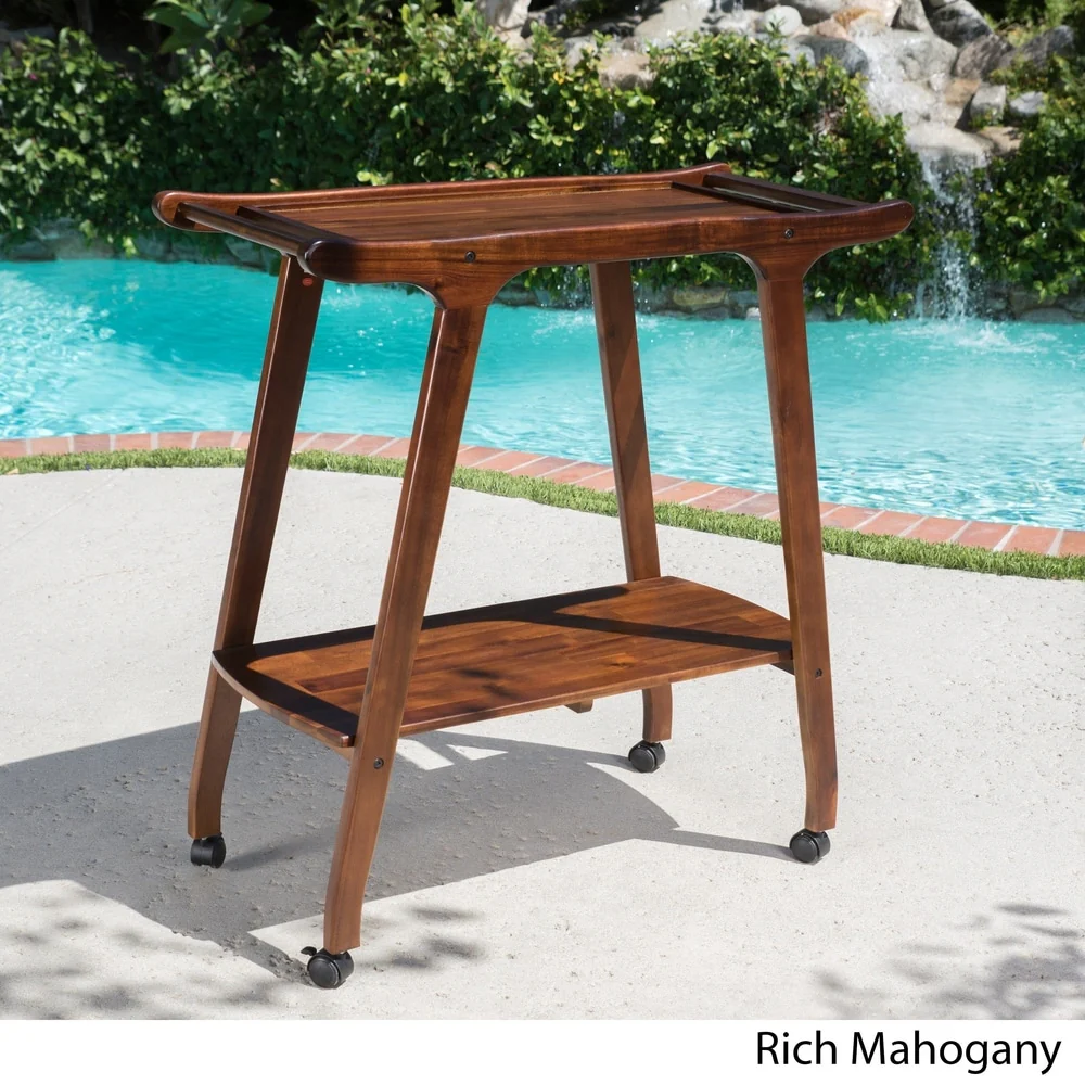 Verdes Outdoor Acacia Wood Bar Cart by Christopher Knight Home
