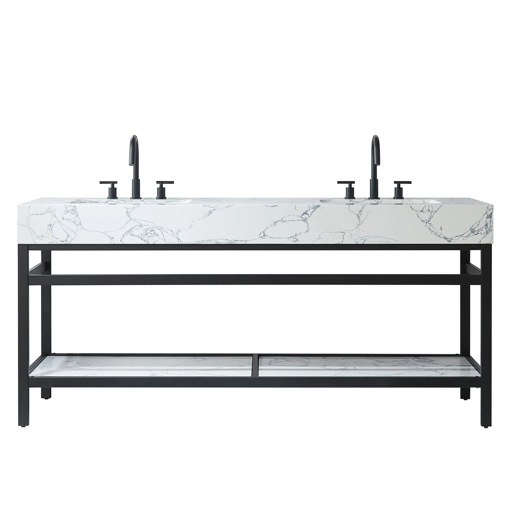 Ecija Bath Vanity, Metal Support with Composite Stone Top, no Mirror
