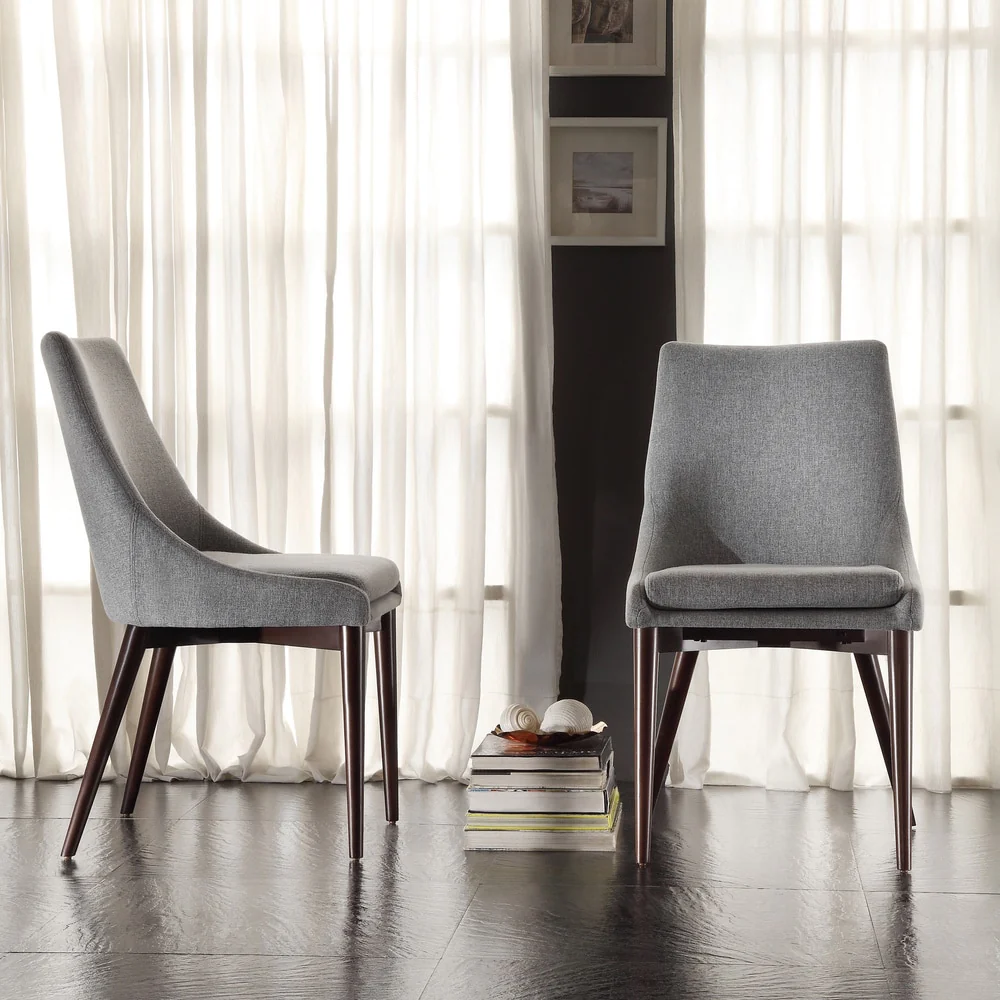 Sasha Mid-century Grey Fabric Upholstered Tapered Leg Dining Chairs (Set of 2) iNSPIRE Q Modern