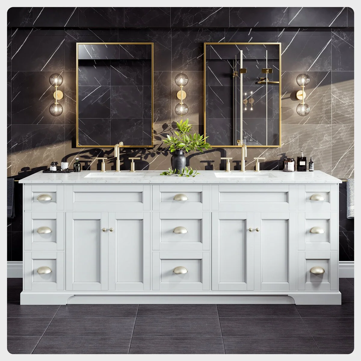 EVIVA Epic 84 Inch Transitional White Vanity