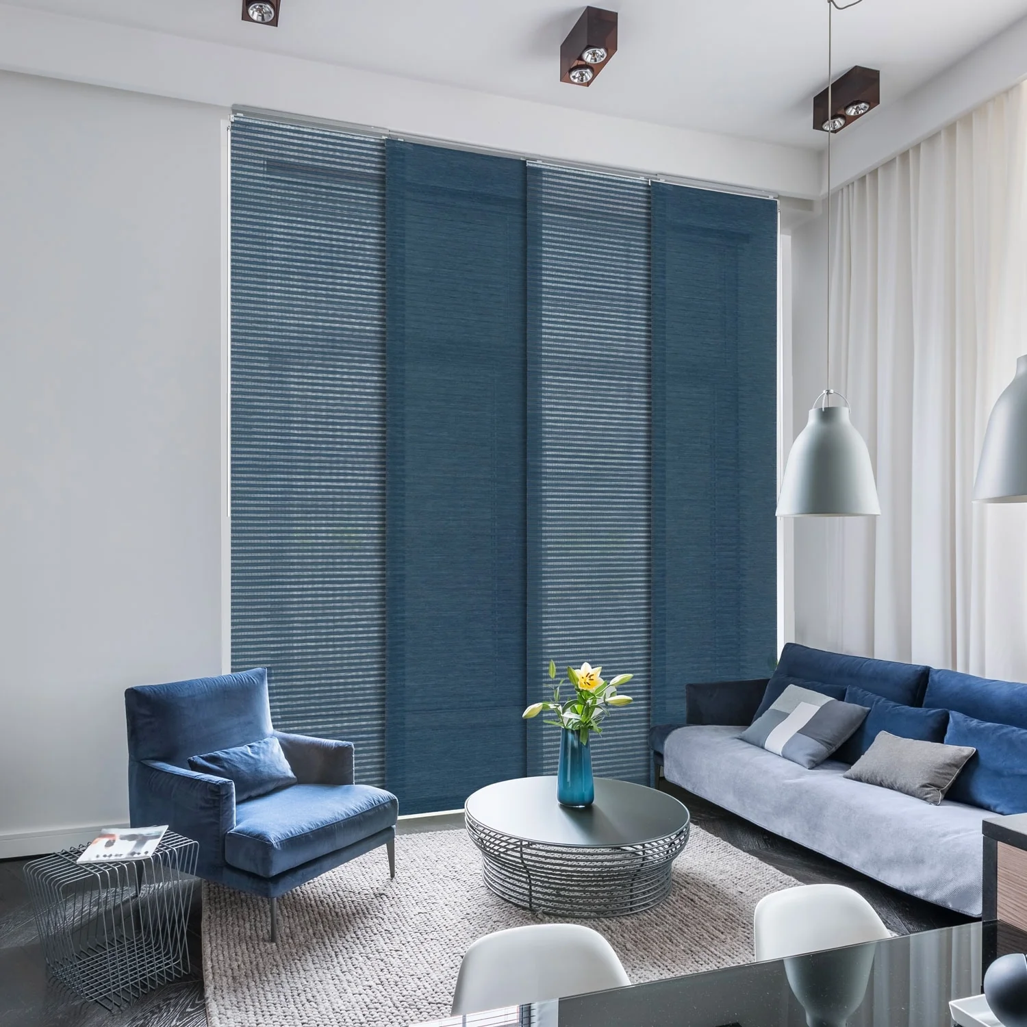 GoDear Design Natural Woven Adjustable Sliding Panel Track Blinds, Vertical Blinds, Cosmos Series, 45.8