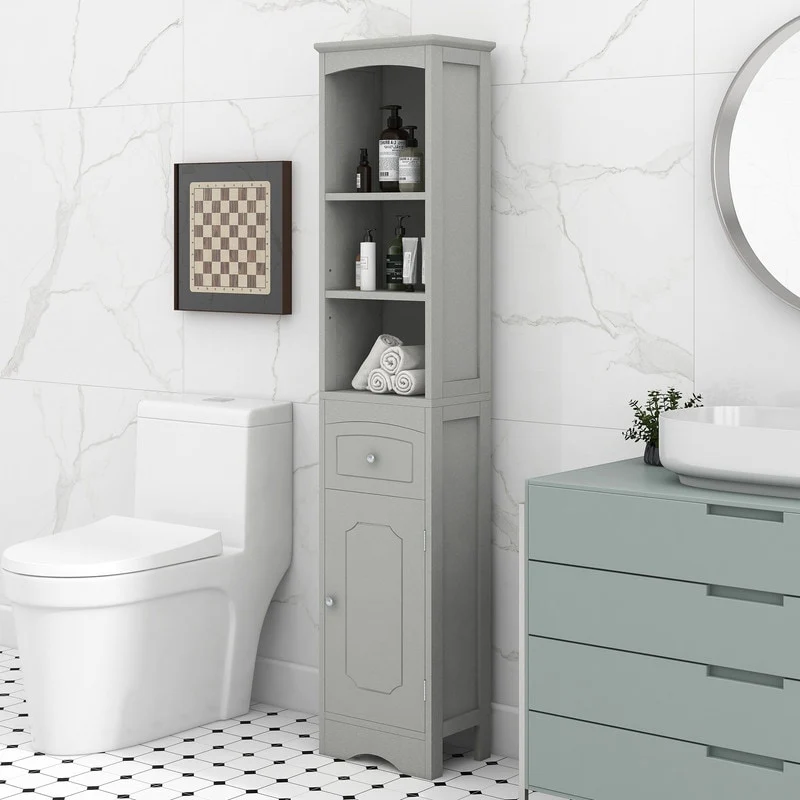 72'' Bathroom Tall Cabinet with Drawer and 5 Adjustable Shelves