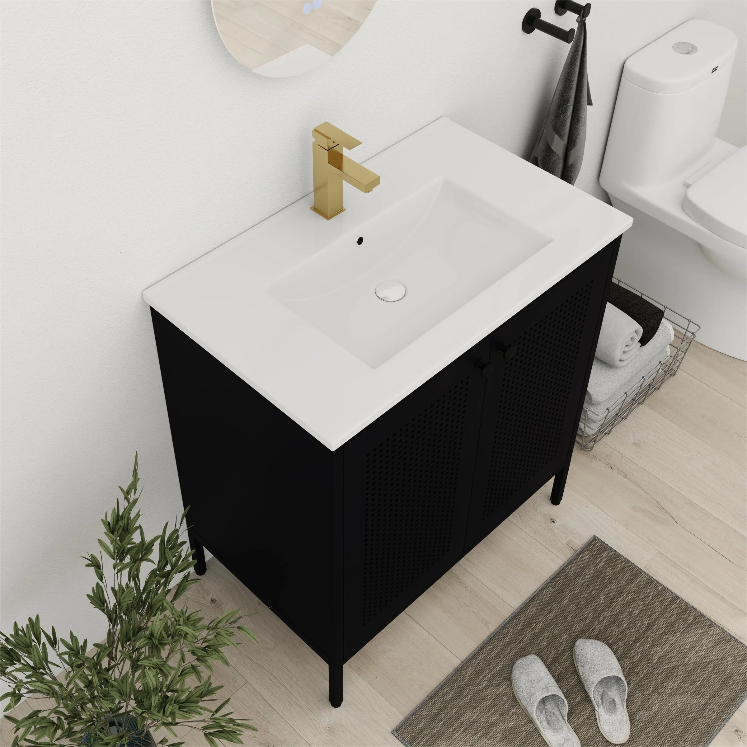 Bathroom Vanity With Sink In 30 Inch, Freestanding Bathroom Vanity With Soft Close Door