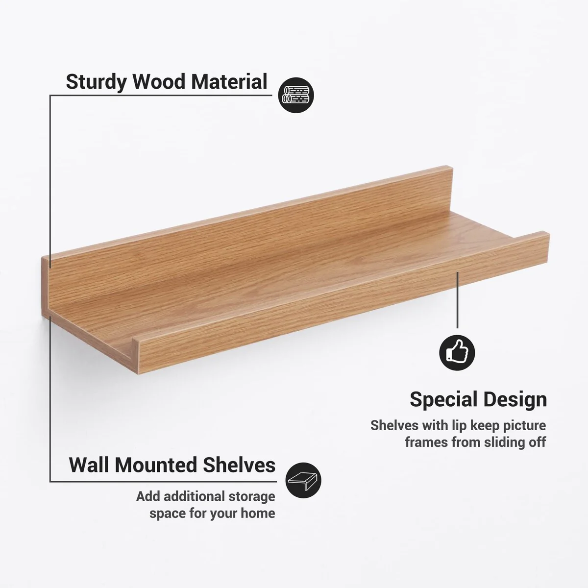 Picture Ledge Shelf, Floating Shelves Wall Mounted Set of 3