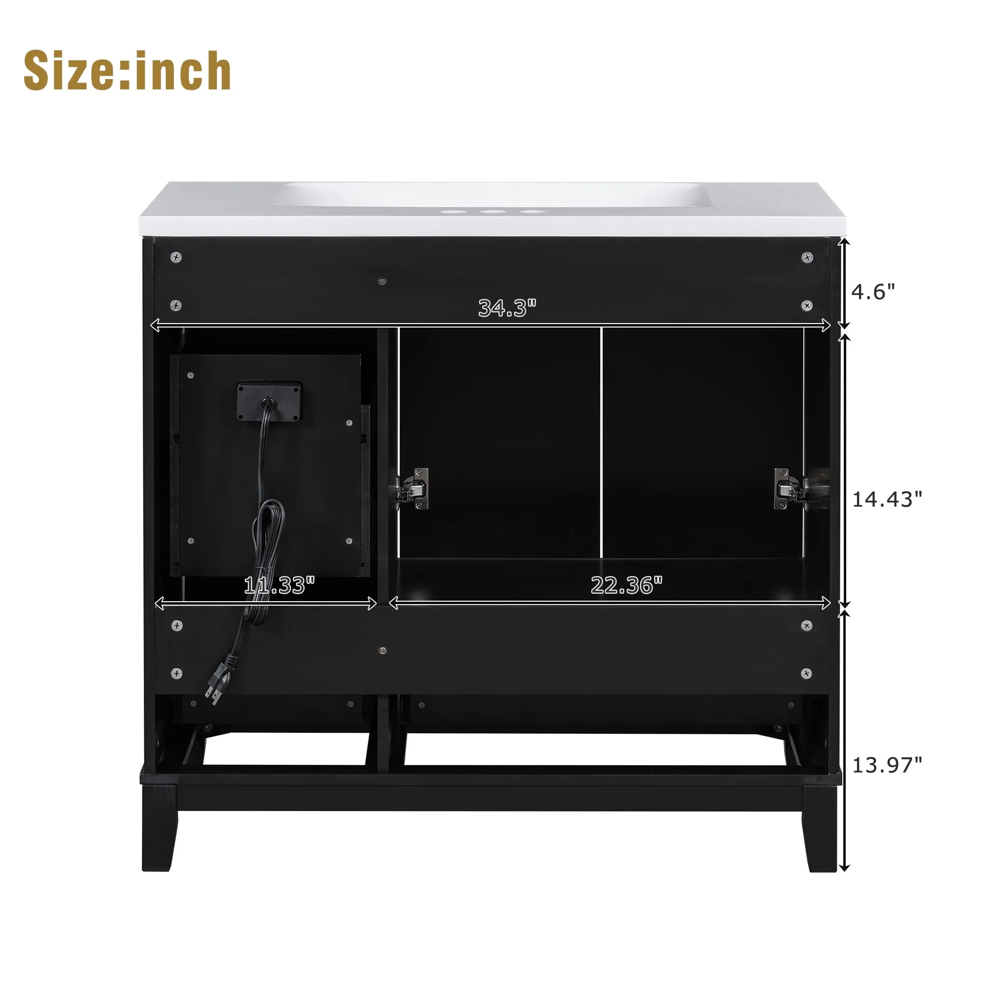 36 Inch Modern Bathroom Vanity with USB Charging