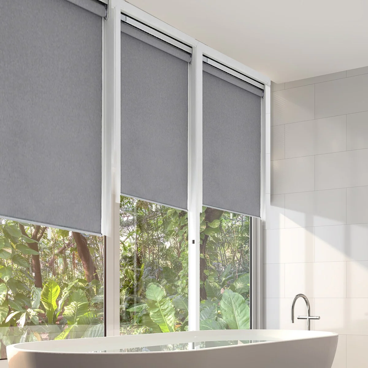 Premium Cordless Blackout Roller Window Blind 24in x 72in Grey - 72